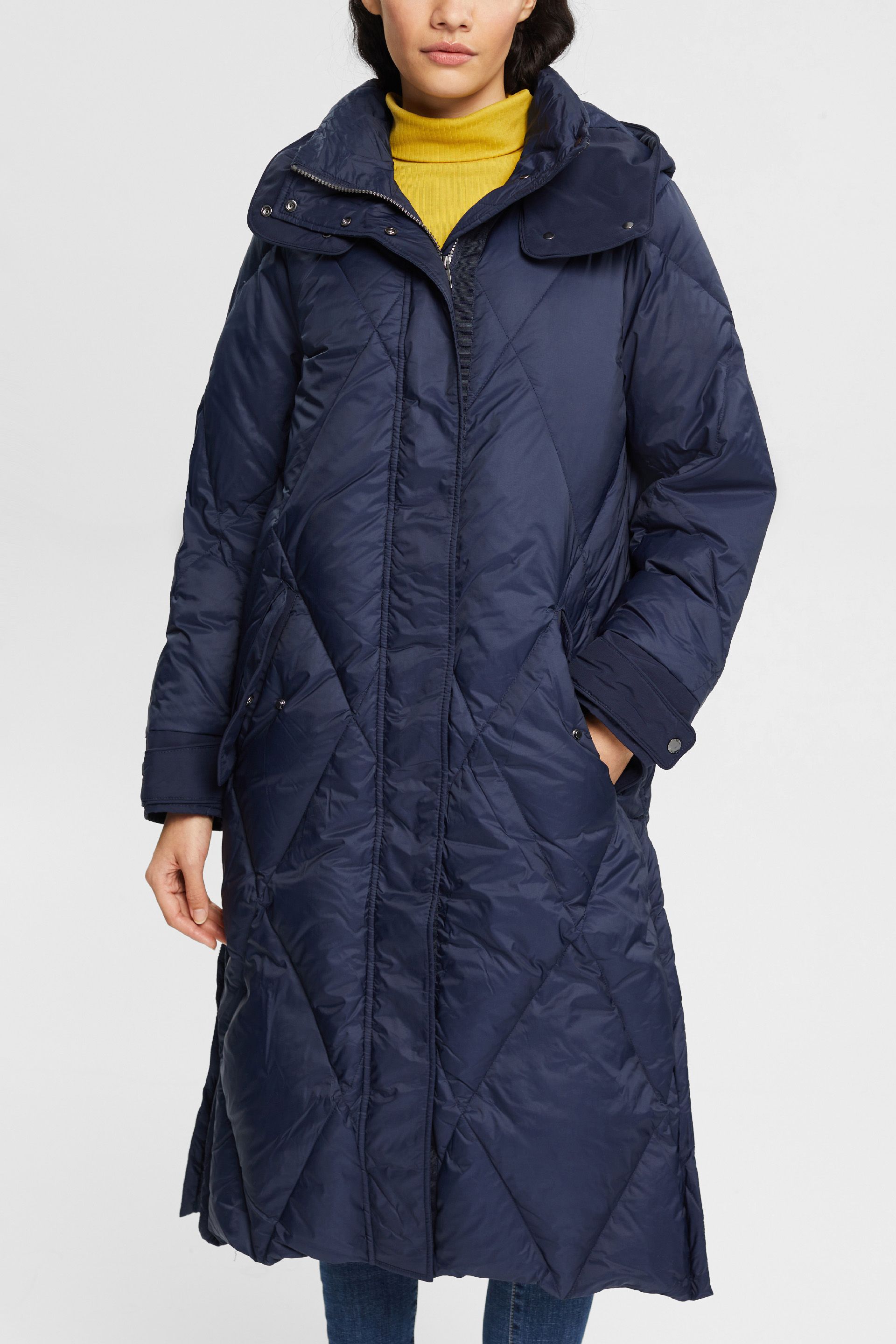 Quilted down coat with detachable hood | Esprit Store