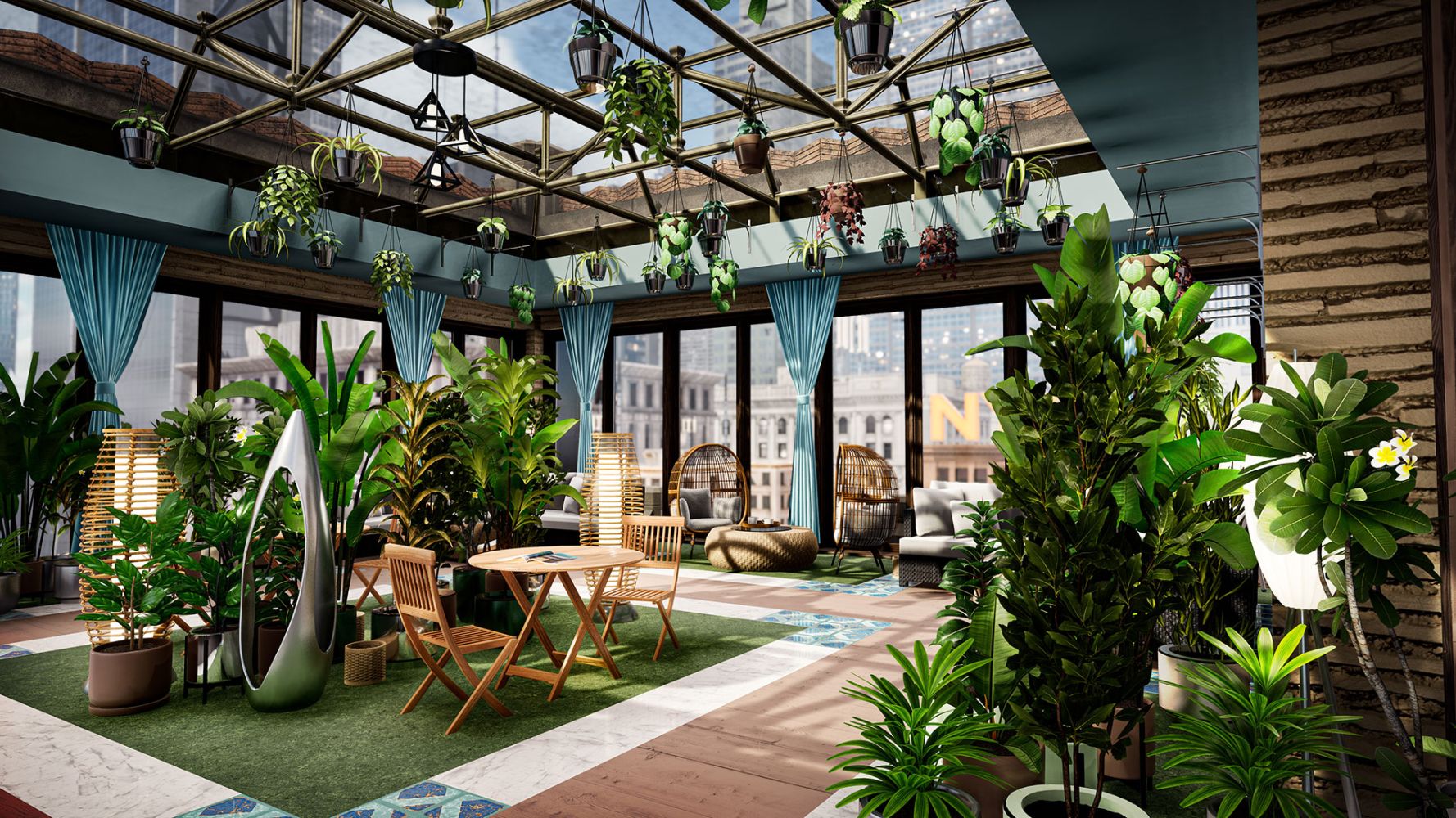 Hotel Renovator Indoor Garden Room & Furniture Set Focus