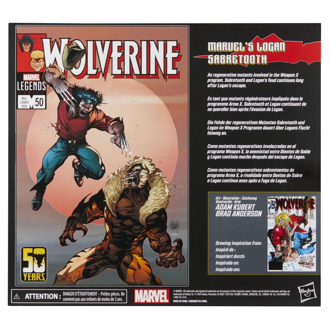 Marvel Legends Series Marvel's Logan vs Sabretooth, Wolverine 50th  Anniversary Comics Collectible 6-Inch Scale Action Figure 2-Pack | Hasbro  Pulse