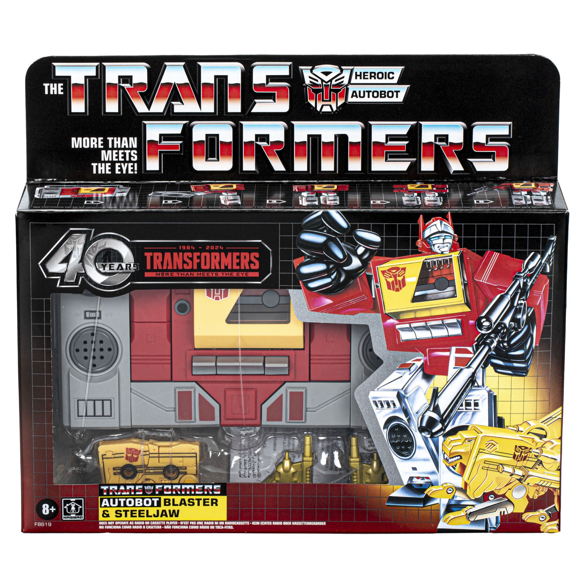 Transformers Toys Retro 40th Anniversary G1 Autobot Blaster & Steeljaw