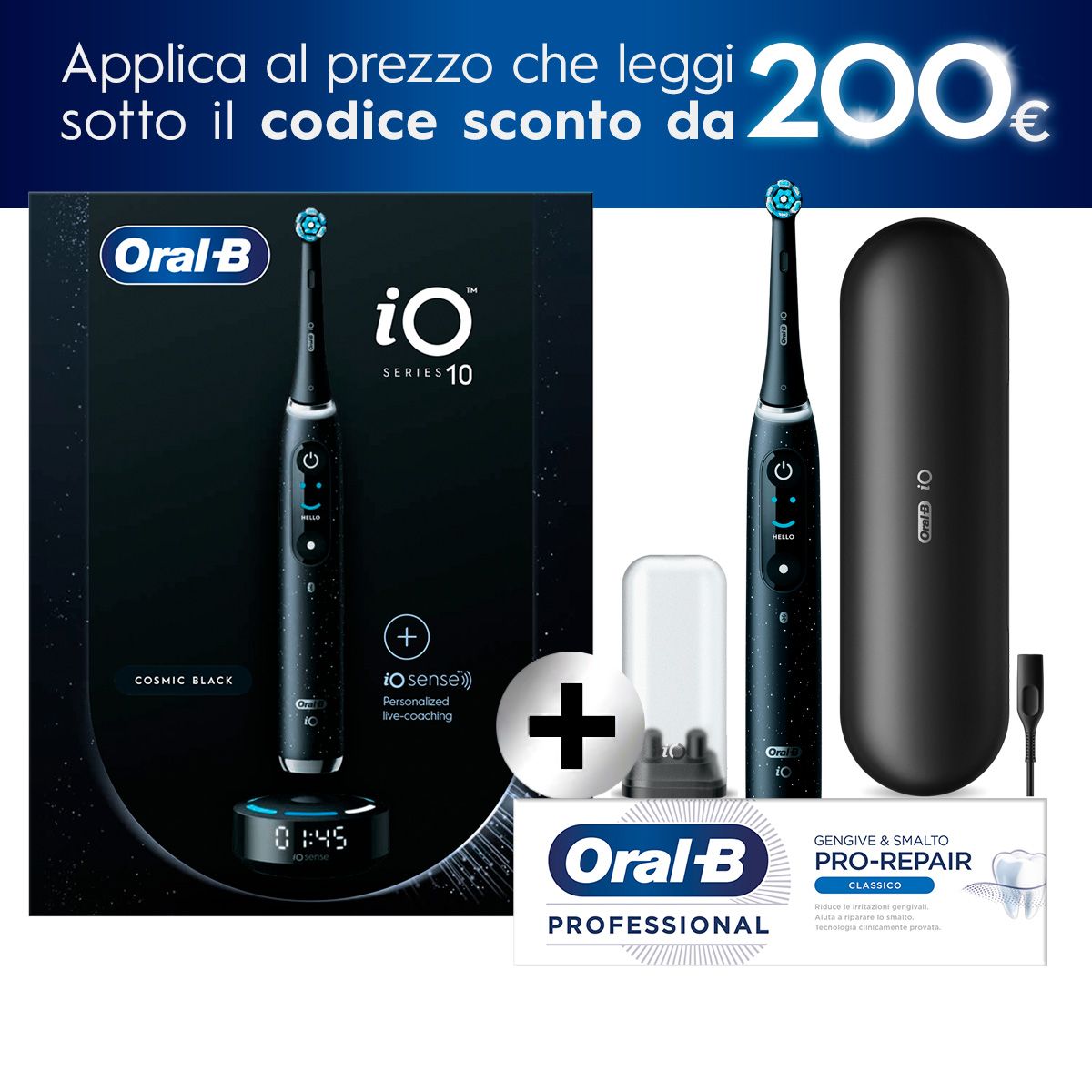 Oral-B Spazzolino Elettrico IO 10 Nero & Oral-B Dentifricio Gengive ...