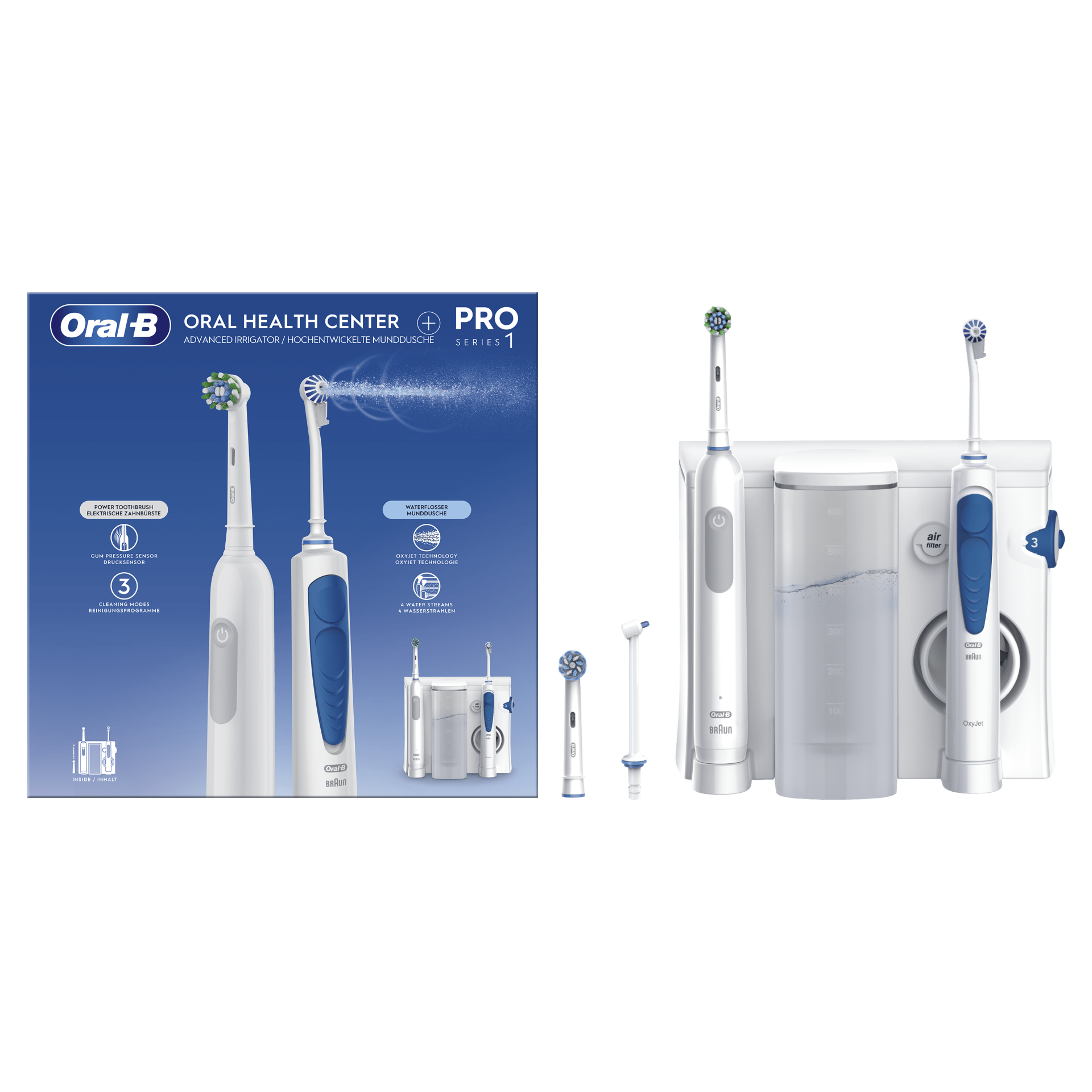 Idropulsore Dentale Braun Professional Care Oxyjet 0,6 L Azzurro/Bianco  Grigio
