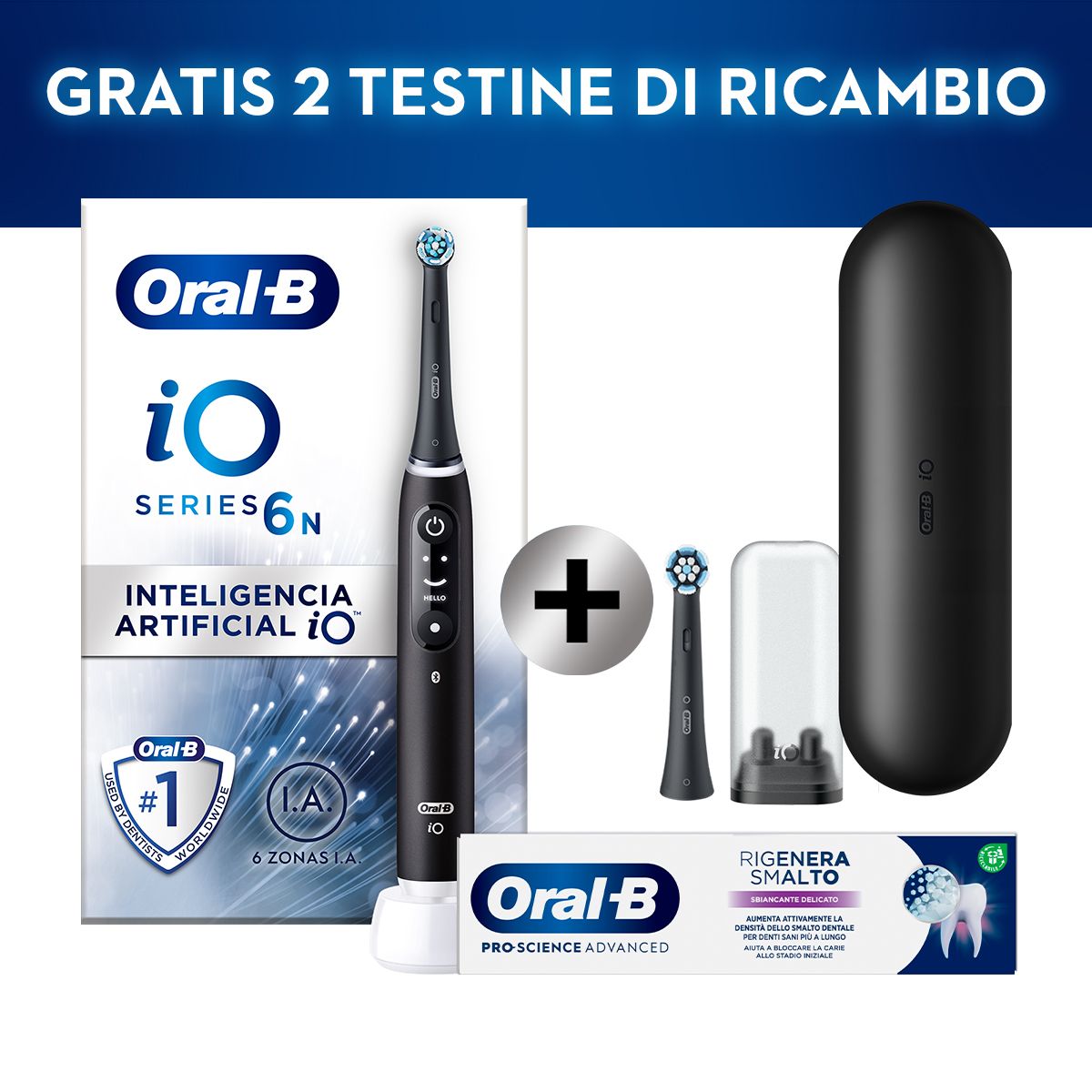 OralB Spazzolino Elettrico Ricaricabile iO6 Nero Con Custodia Da