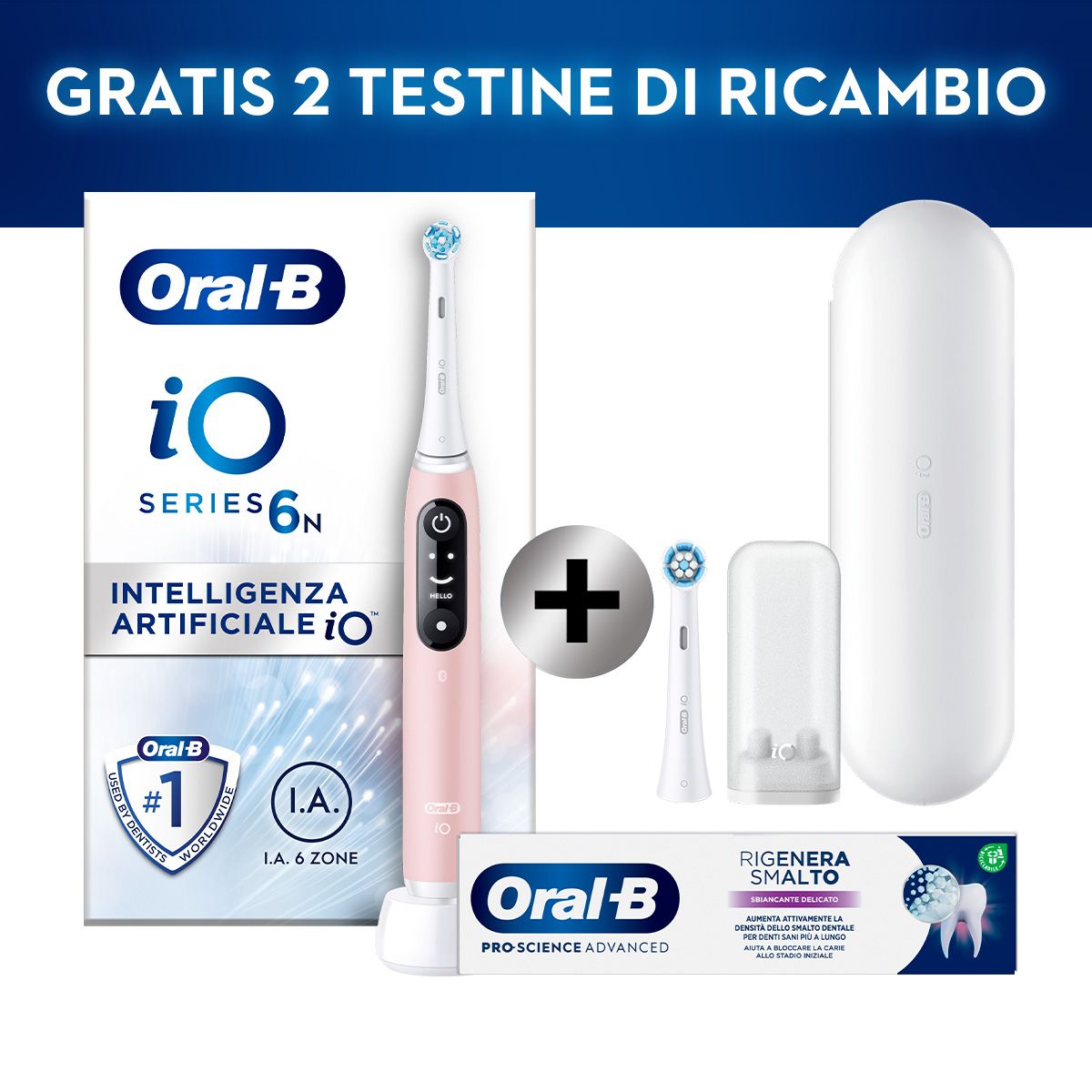 Oral-B Spazzolino Elettrico Ricaricabile IO 6n Rosa, 2 Testine, 1 ...