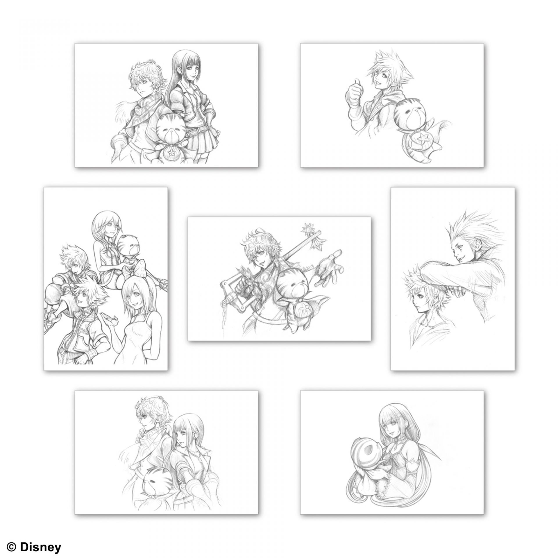 KINGDOM HEARTS Postcard Set C Illustrated by TETSUYA NOMURA Square