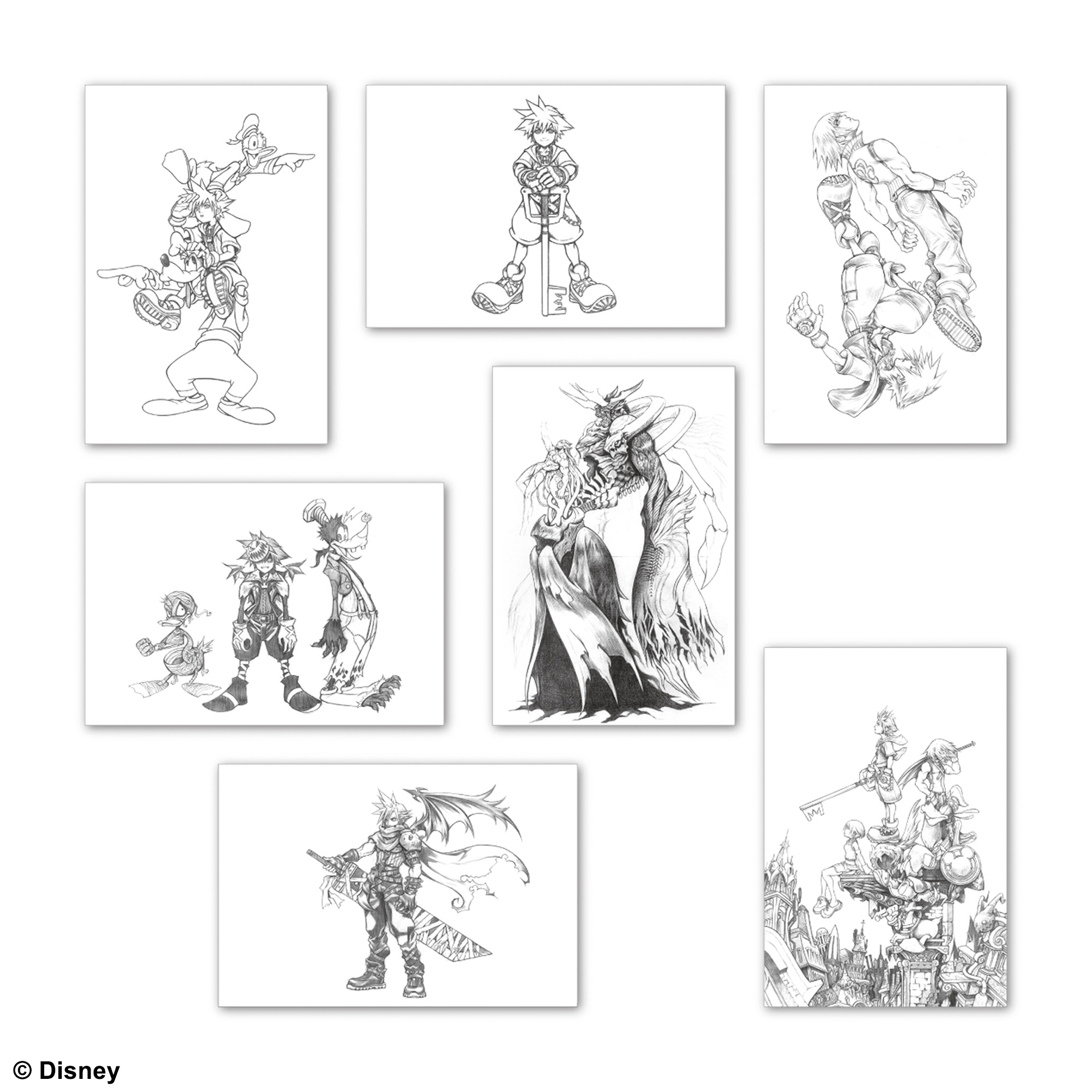 KINGDOM HEARTS Postcard Set A Illustrated by TETSUYA NOMURA Square