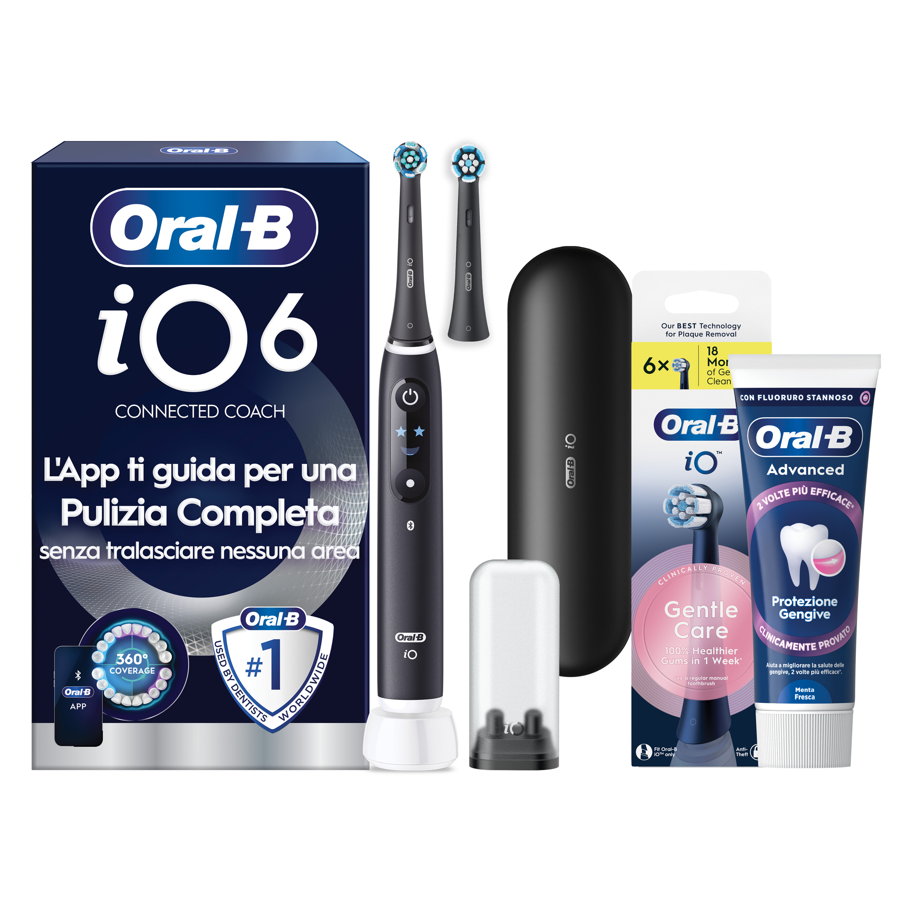 Oral-B iO 6 Spazzolino Elettrico Nero con 8 Testine Ultimate Clean Custodia da Viaggio e Dentifricio Clinical Prevenzione Carie - Immagine 26