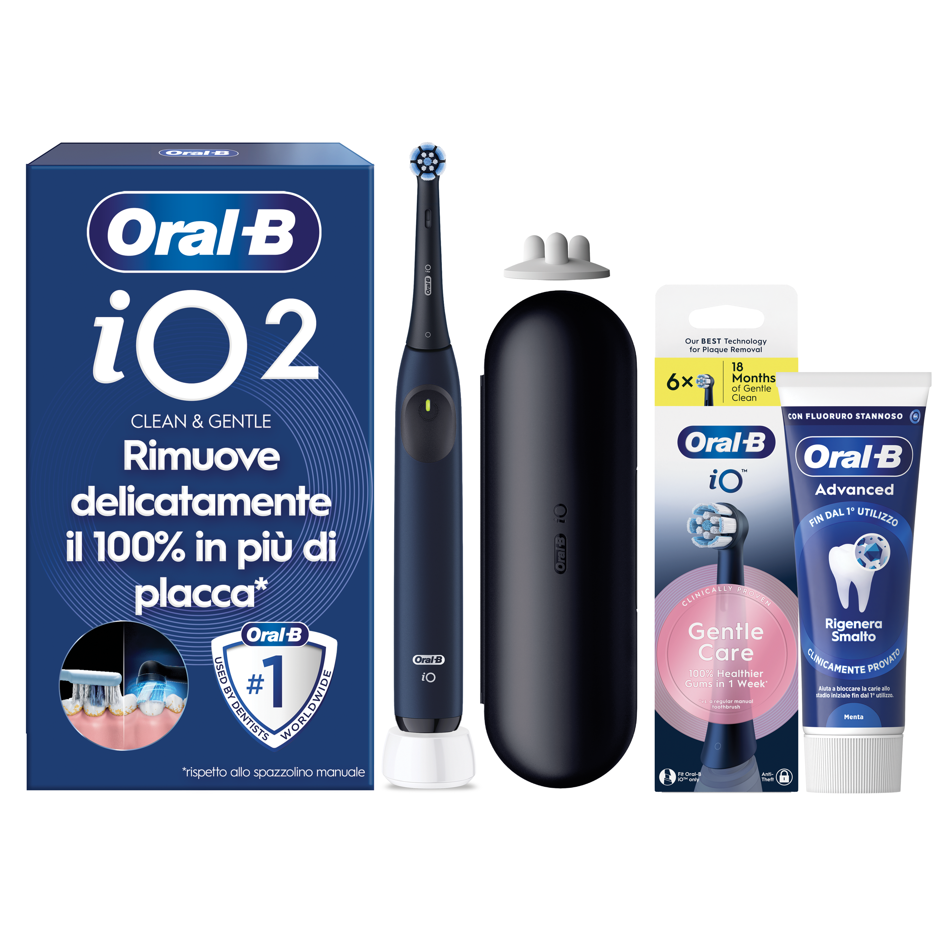 Oral-B iO 2 Spazzolino Elettrico Nero con 1 Testina e Custodia da Viaggio, 3 Modalità di Pulizia e Dentifricio Advanced Rigenera Smalto - Immagine 10