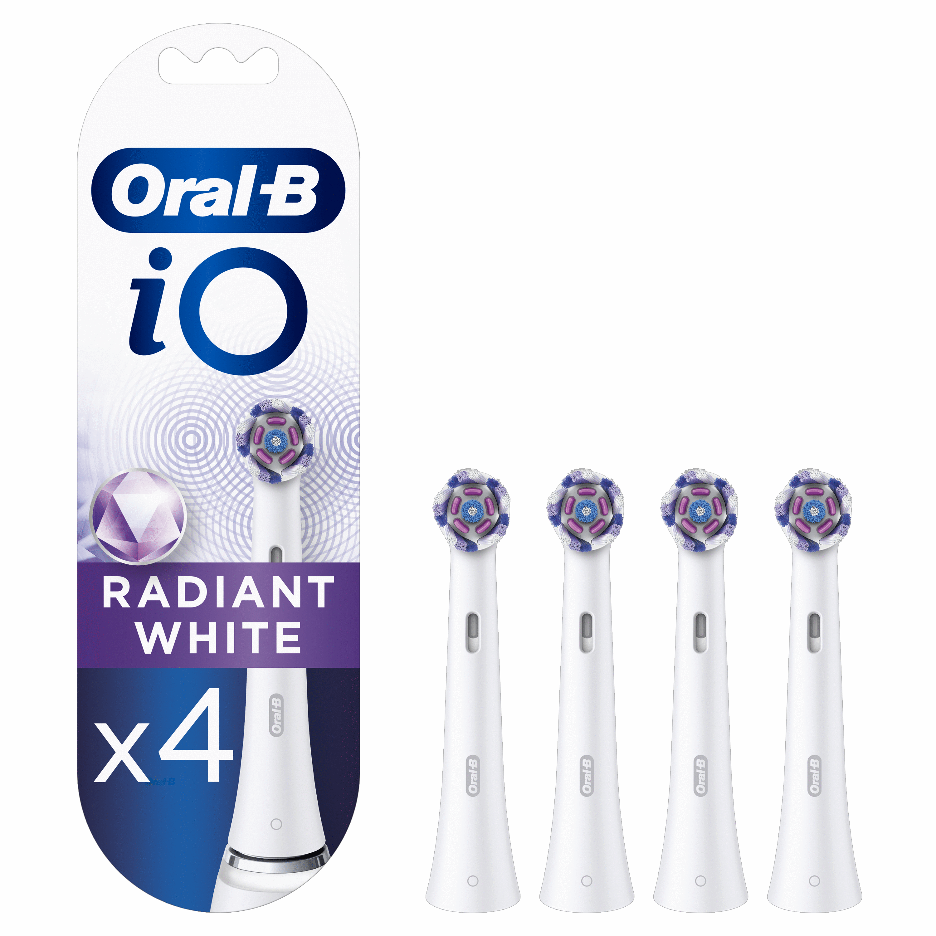 Oral-B Testine iO Radiant White, Confezione 4 pezzi