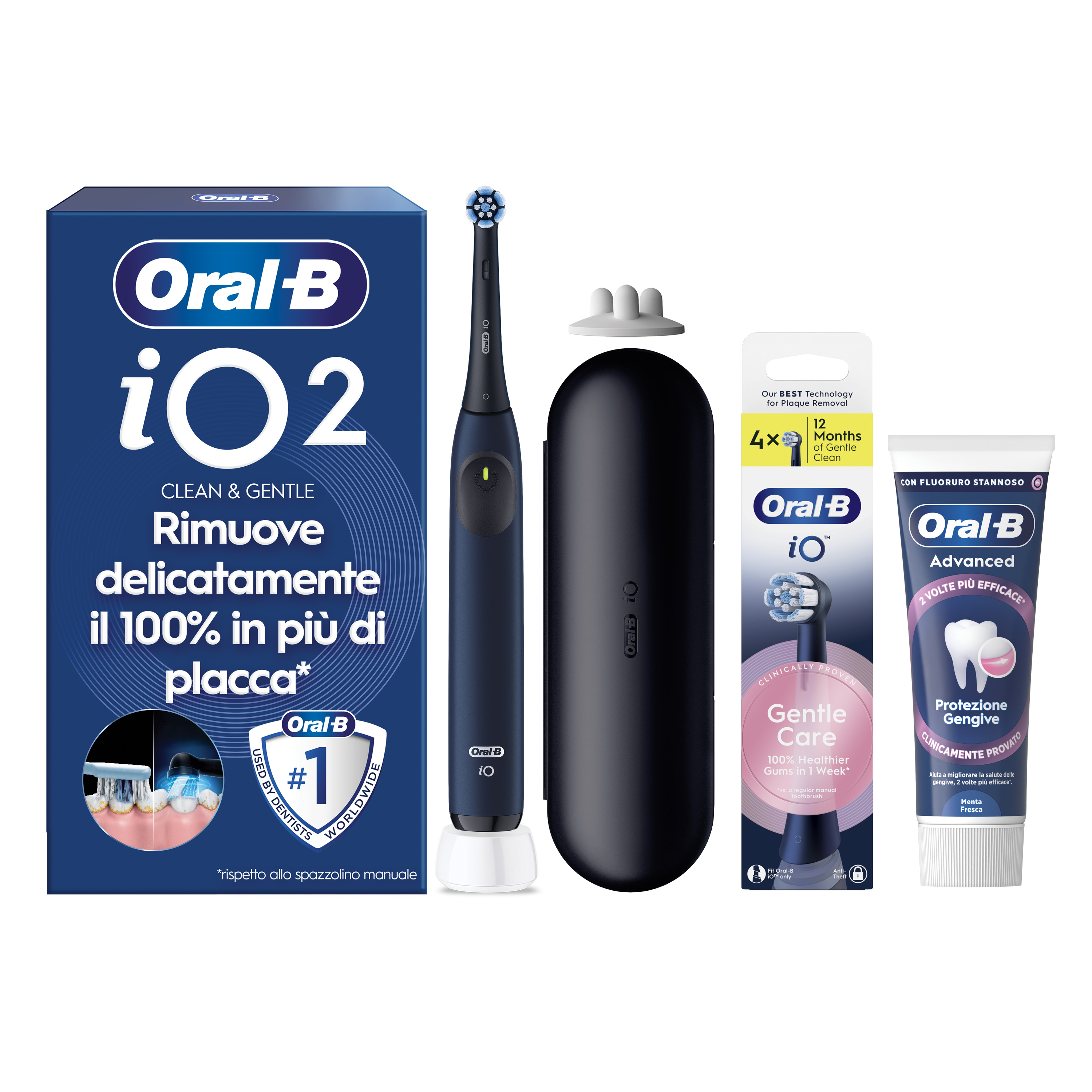Oral-B iO 2 Spazzolino Elettrico Nero con 1 Testina e Custodia da Viaggio, 3 Modalità di Pulizia e Dentifricio Advanced Rigenera Smalto - Immagine 8