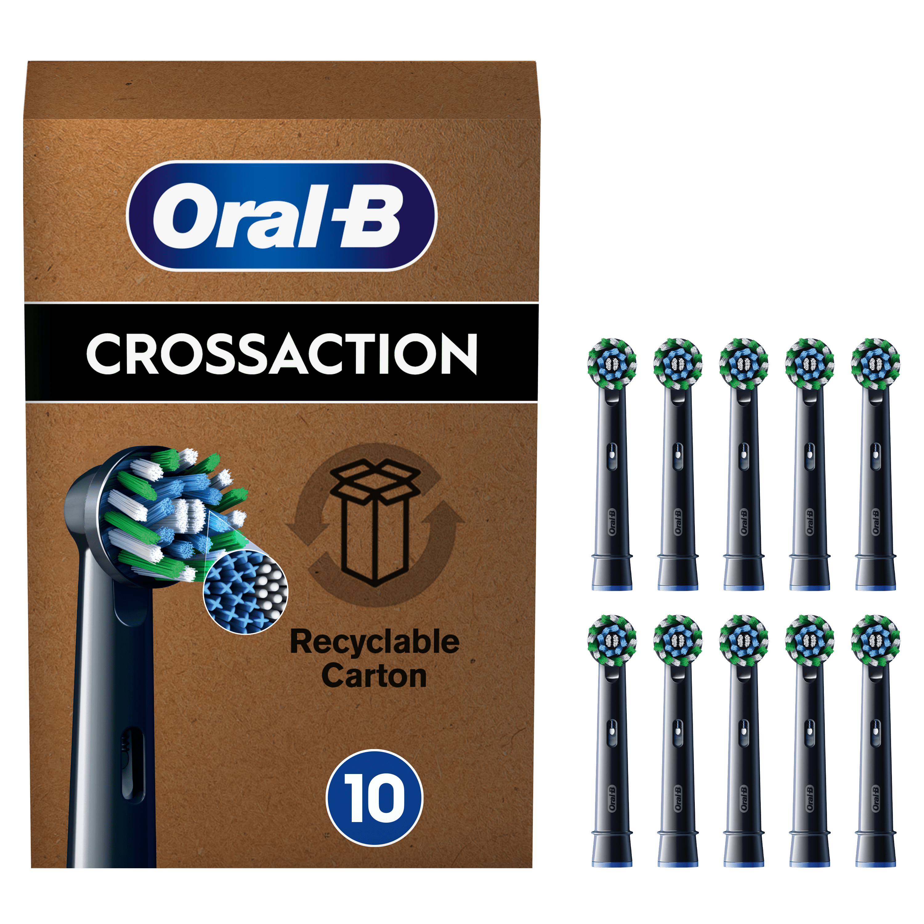 Oral-B Testine Di Ricambio Pro Cross Action Nero, 10 Testine, Adatto Per  Buca Delle Lettere