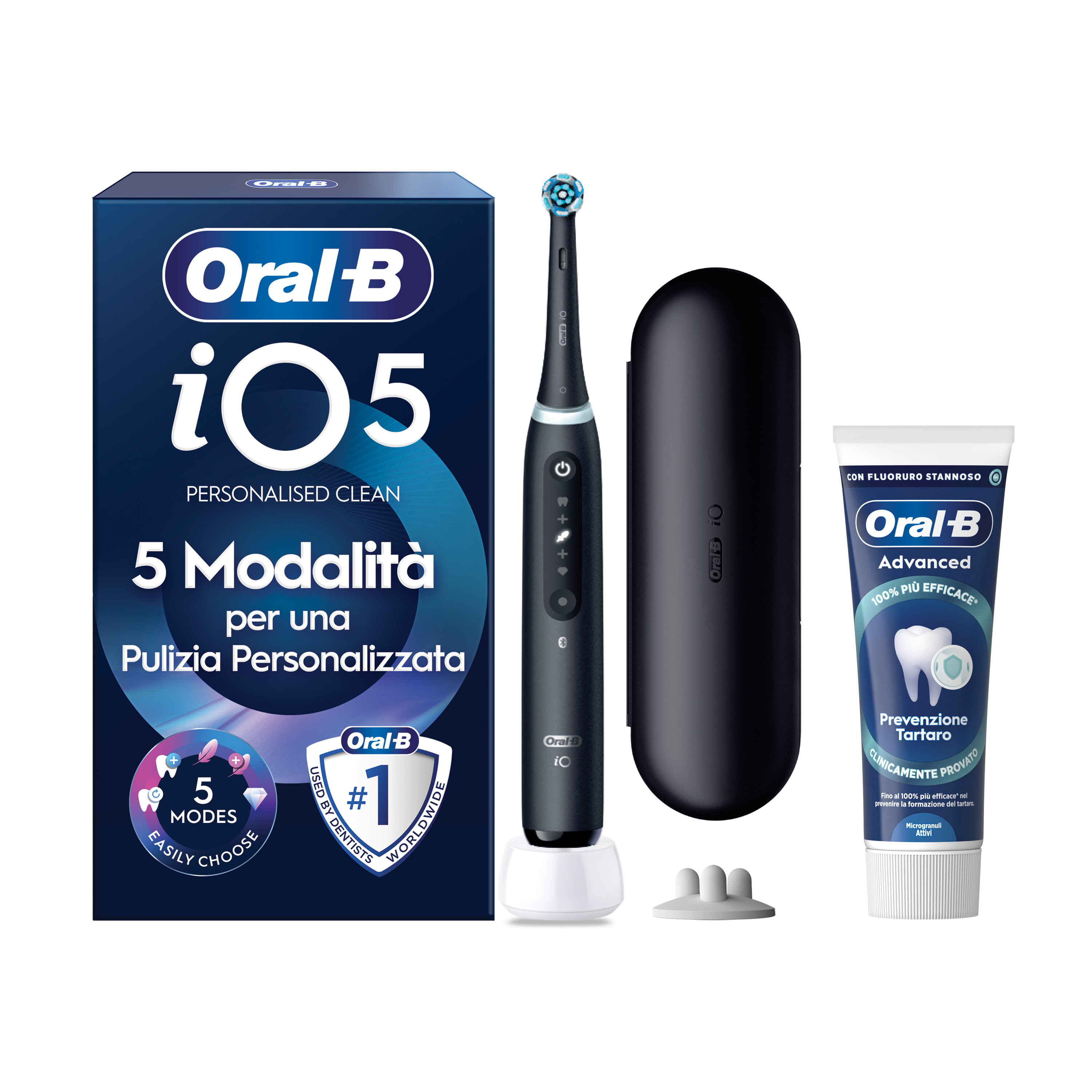 Oral-B iO 5 Spazzolino Elettrico Nero con 3 Testine Ultimate Clean e Custodia da Viaggio, 5 Modalità di Pulizia e Dentifricio Anti-Tartaro - Immagine 27