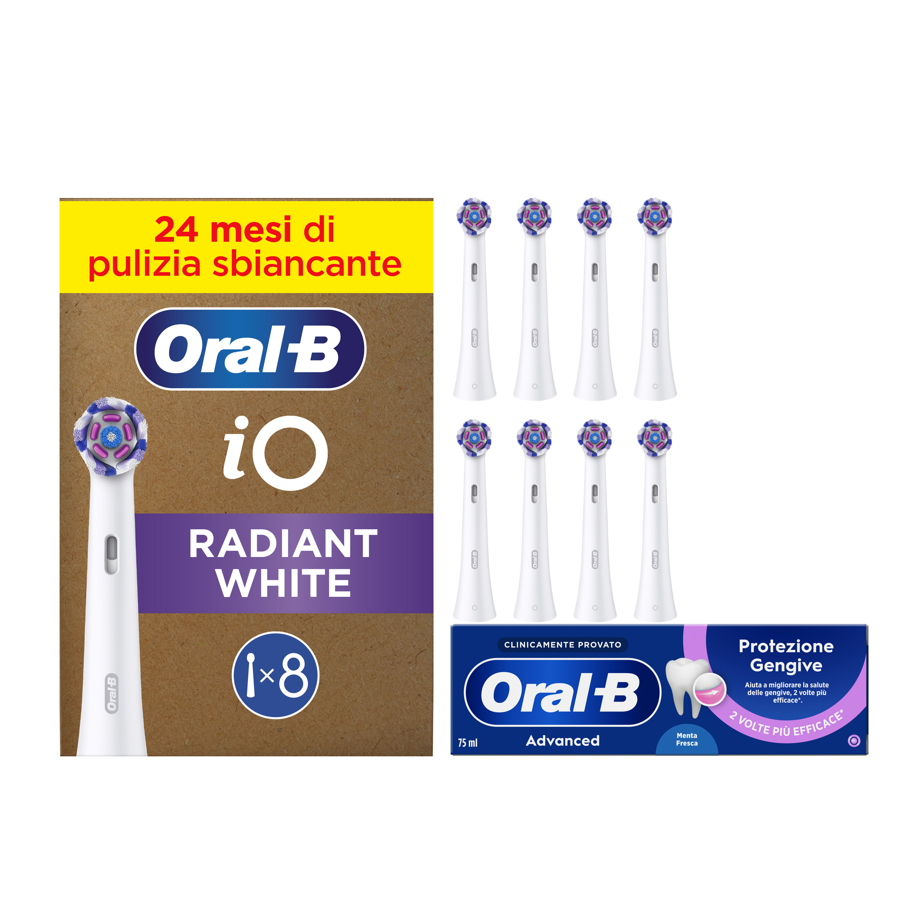 Oral-B iO Radiant White Testine di Ricambio per Spazzolino Elettrico, Confezione da 8, Setole Lucidanti per una Pulizia Profonda - Immagine 9