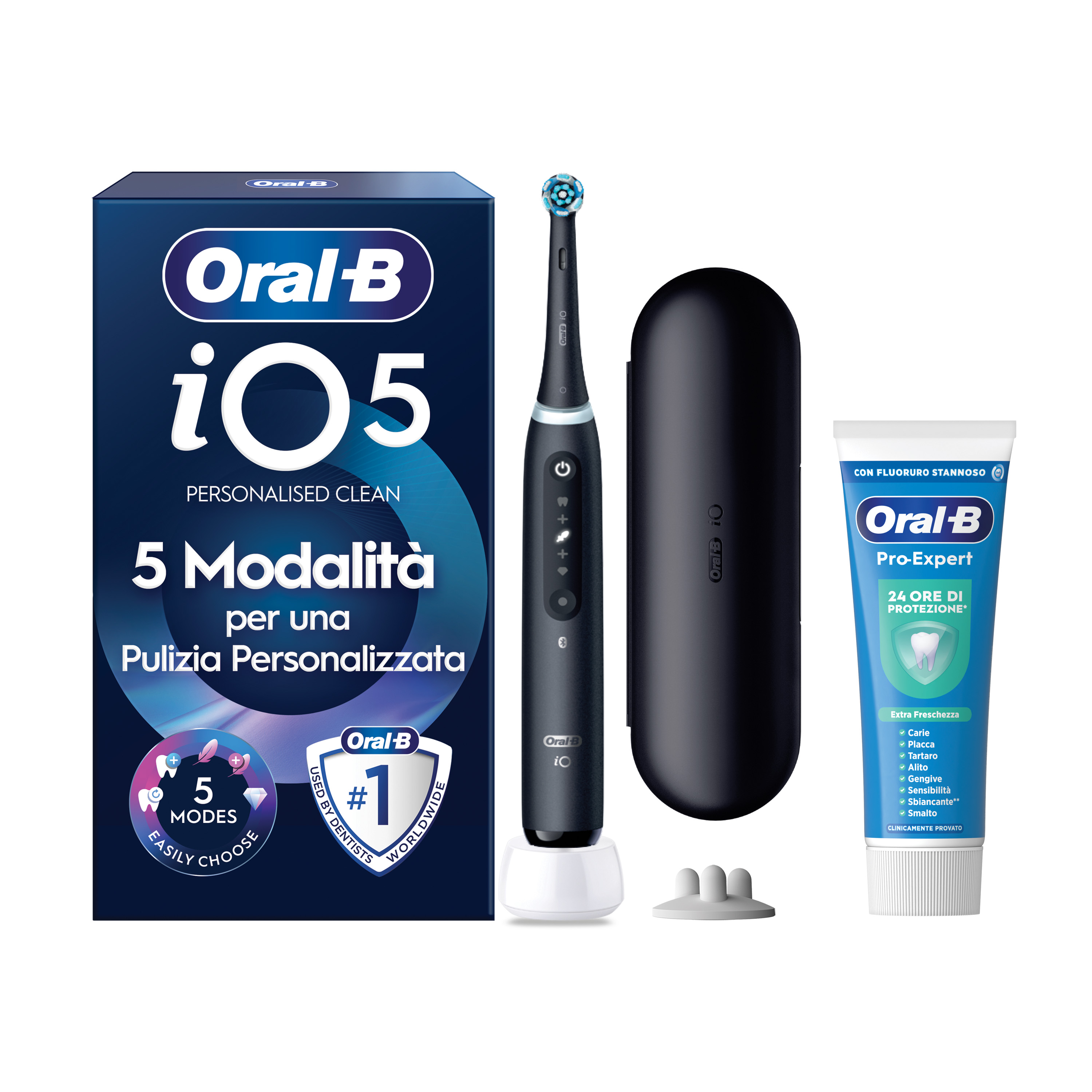 Oral-B iO 5 Spazzolino Elettrico Nero con 3 Testine Ultimate Clean e Custodia da Viaggio, 5 Modalità di Pulizia e Dentifricio Anti-Tartaro - Immagine 14