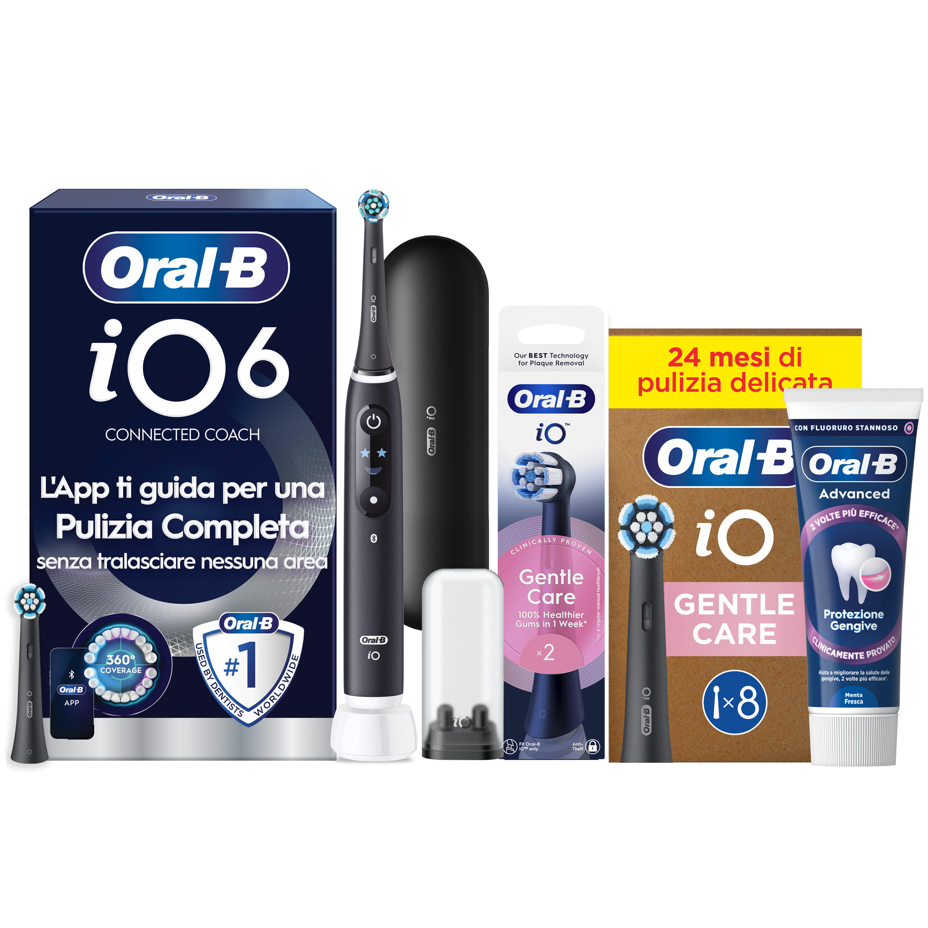 Oral-B iO 6 Spazzolino Elettrico Nero con 8 Testine Ultimate Clean Custodia da Viaggio e Dentifricio Clinical Prevenzione Carie - Immagine 27