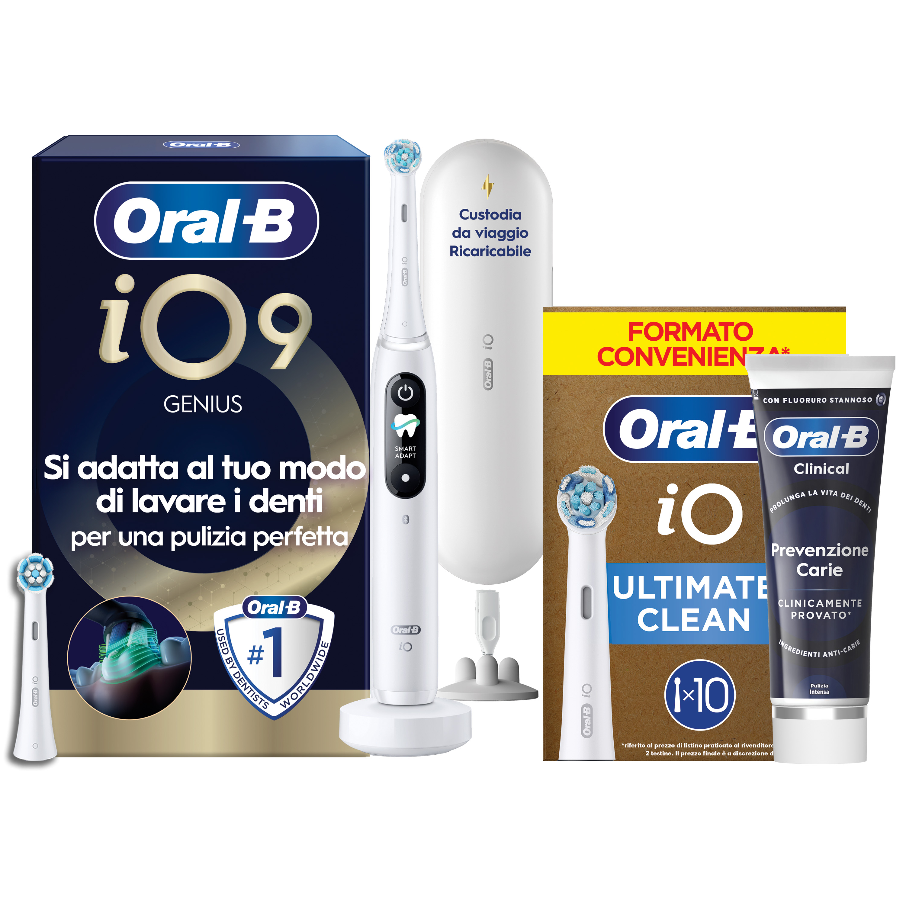 Oral-B Bianco/Bianche Io 9 2 Testine, 1 Custodia Da Viaggio Ricaricabile + 4 Testine Di Ricambio Io Ultimate Clean + Dentifricio Complete Protezione E Pulizia - Immagine 35
