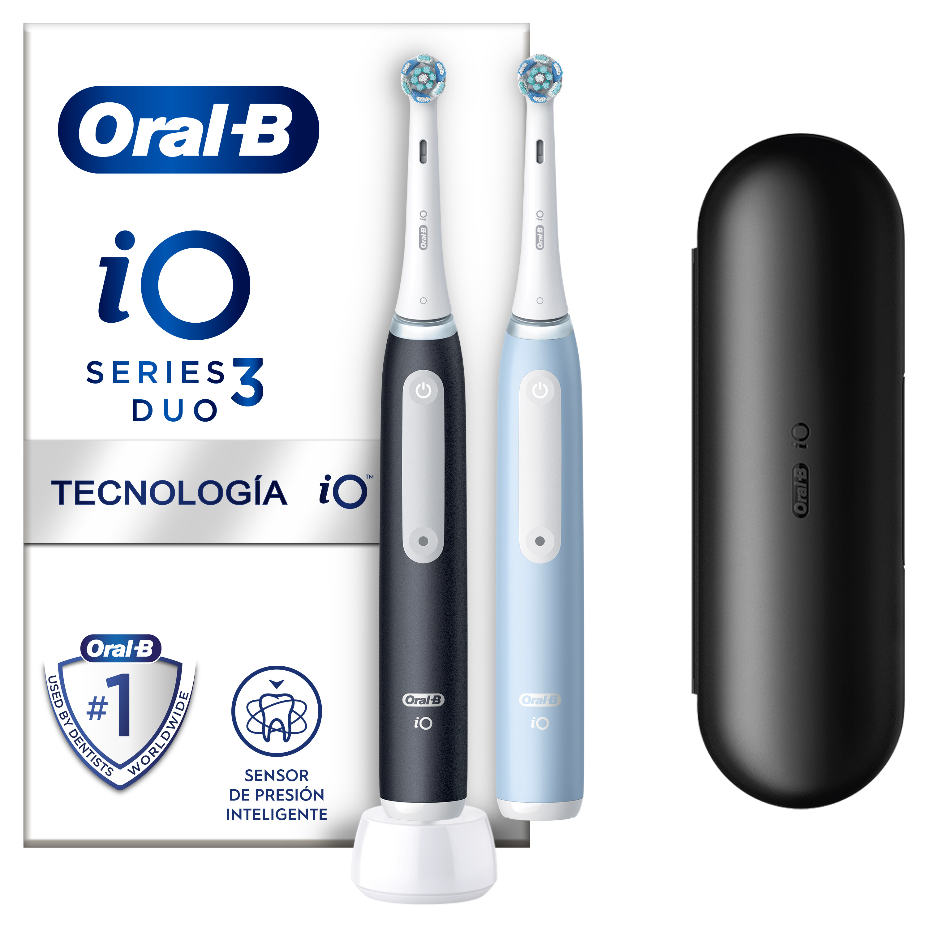 Oral-B Nero/Azzurro/Nere Io 3 Duo E 2 Testine, 1 Custodia Da Viaggio + 6 Testine Di Ricambio Io Ultimate Clean E Bianche + Dentifricio Advanced Prevenzione Tartaro - Immagine 13