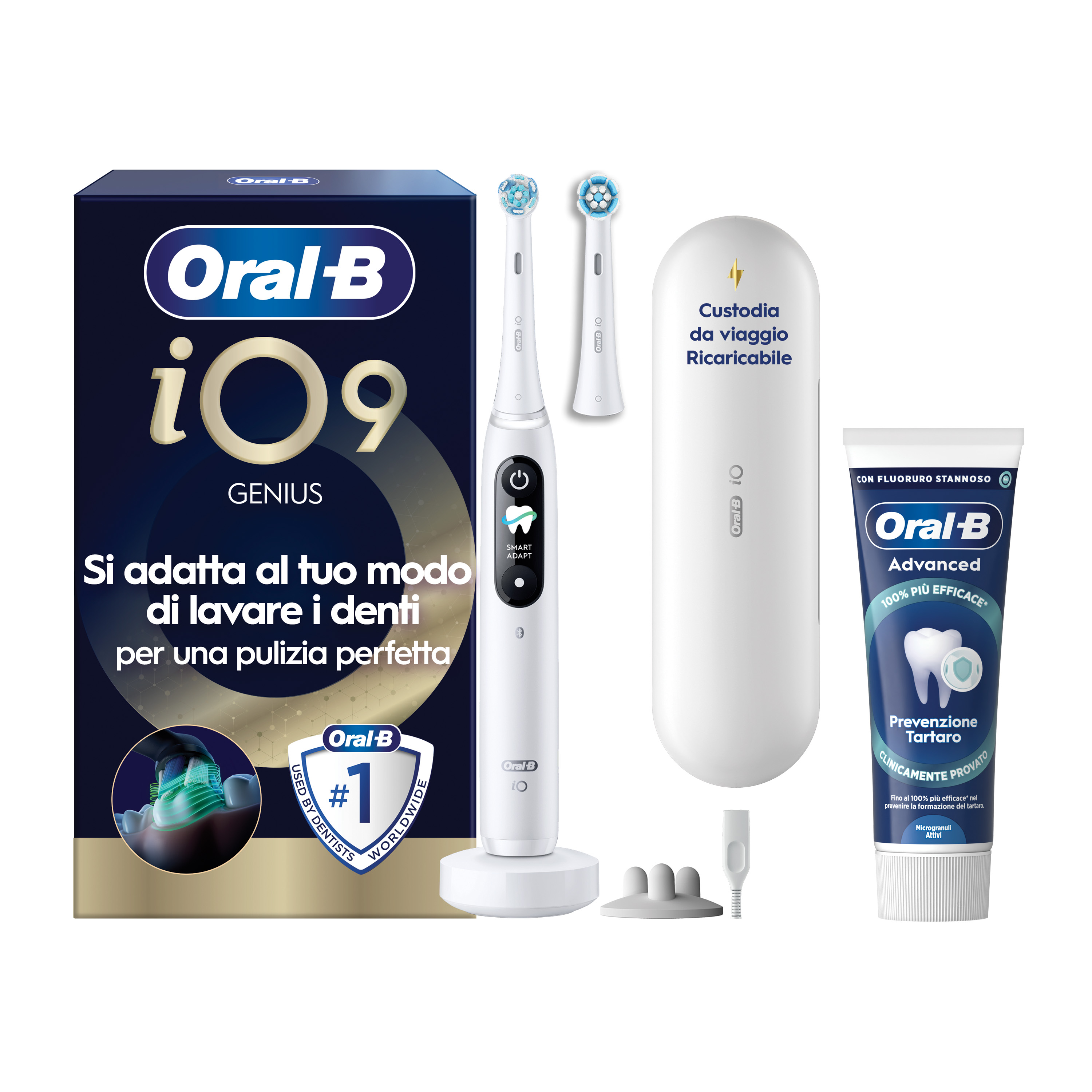 Oral-B Bianco/Bianche Io 9 2 Testine, 1 Custodia Da Viaggio Ricaricabile + 4 Testine Di Ricambio Io Ultimate Clean + Dentifricio Complete Protezione E Pulizia - Immagine 22