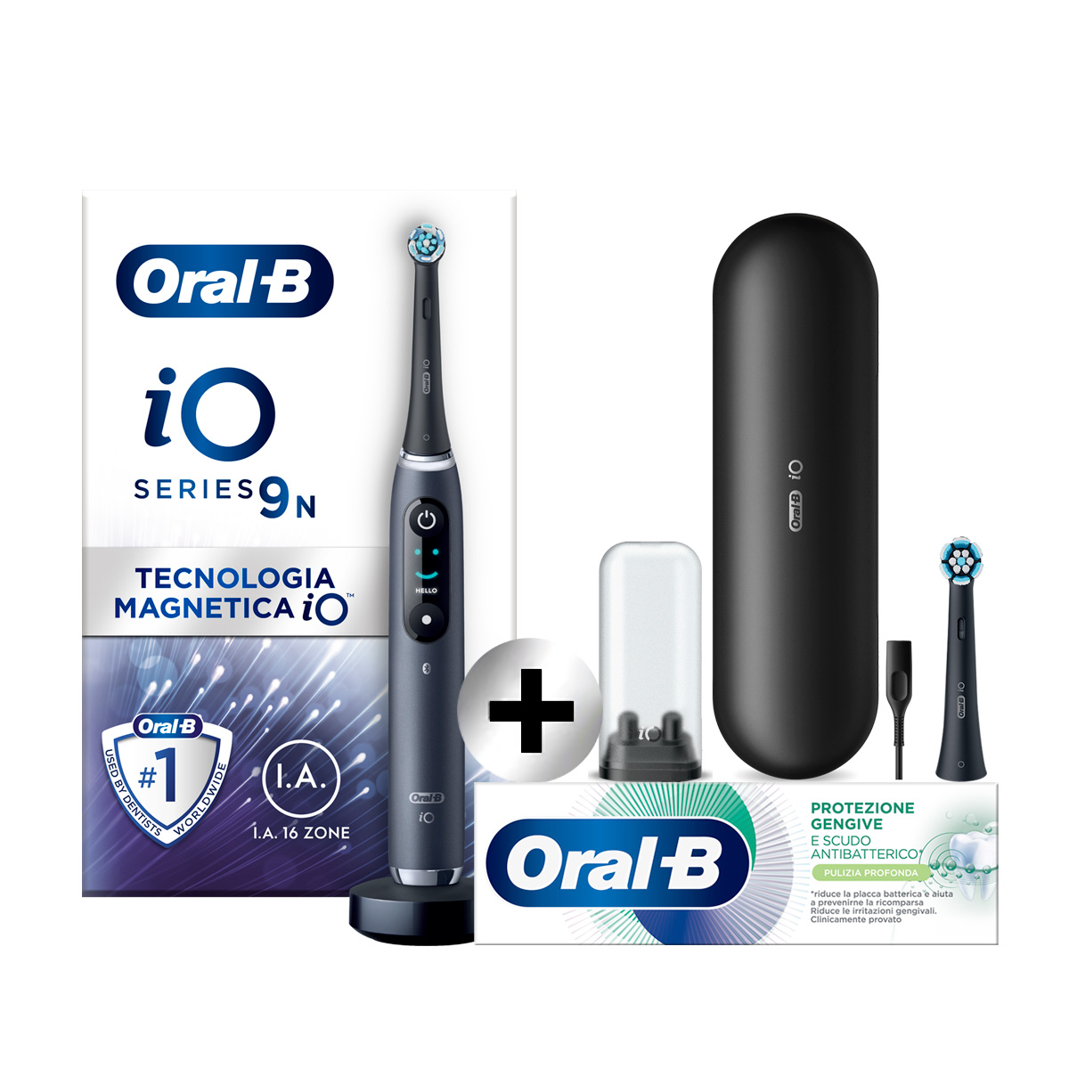 Oral-B Spazzolino Elettrico iO 9n Nero + Oral-B Dentifricio Protezione Gengive 75 ml