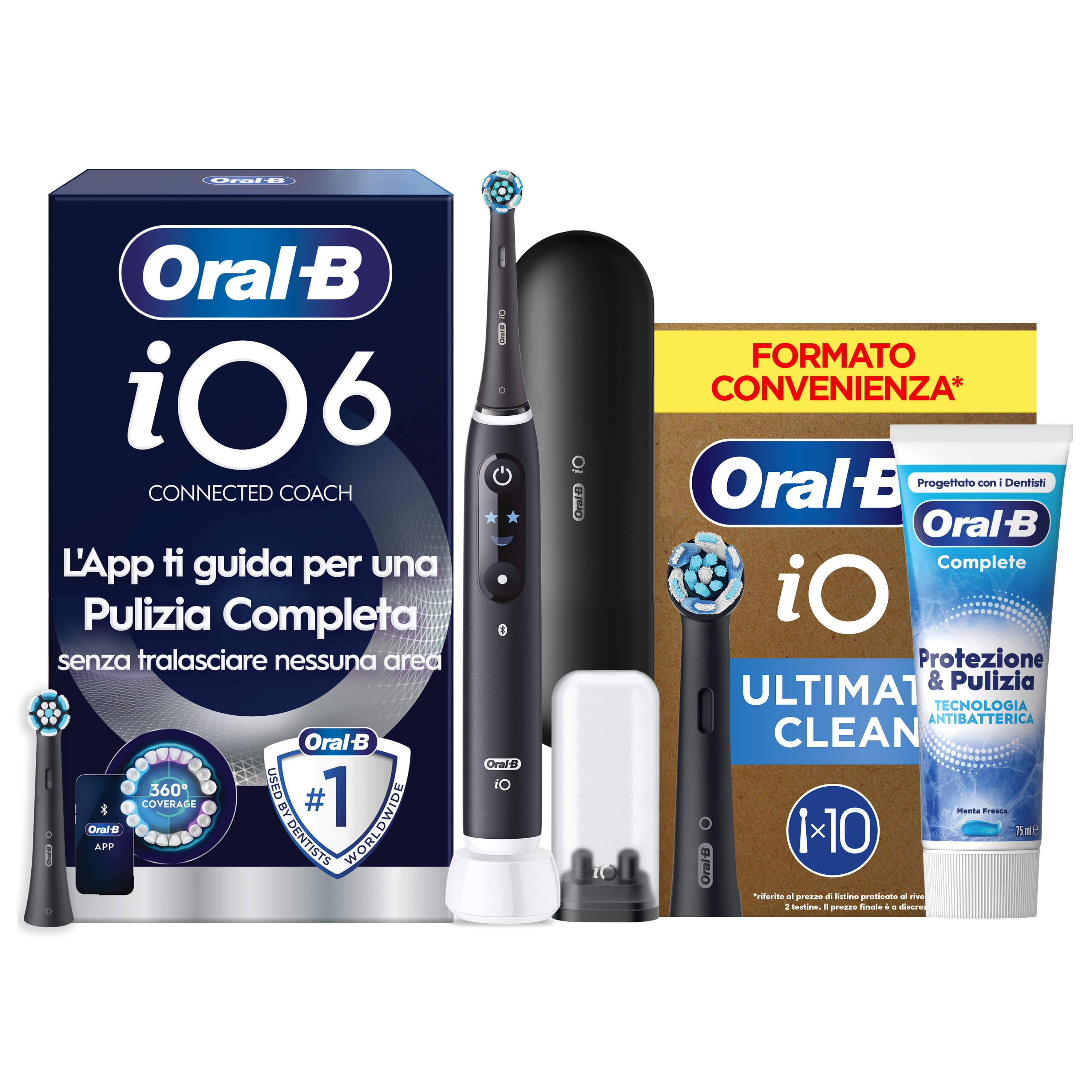Oral-B iO 6 Spazzolino Elettrico Nero con 8 Testine Ultimate Clean Custodia da Viaggio e Dentifricio Clinical Prevenzione Carie - Immagine 52