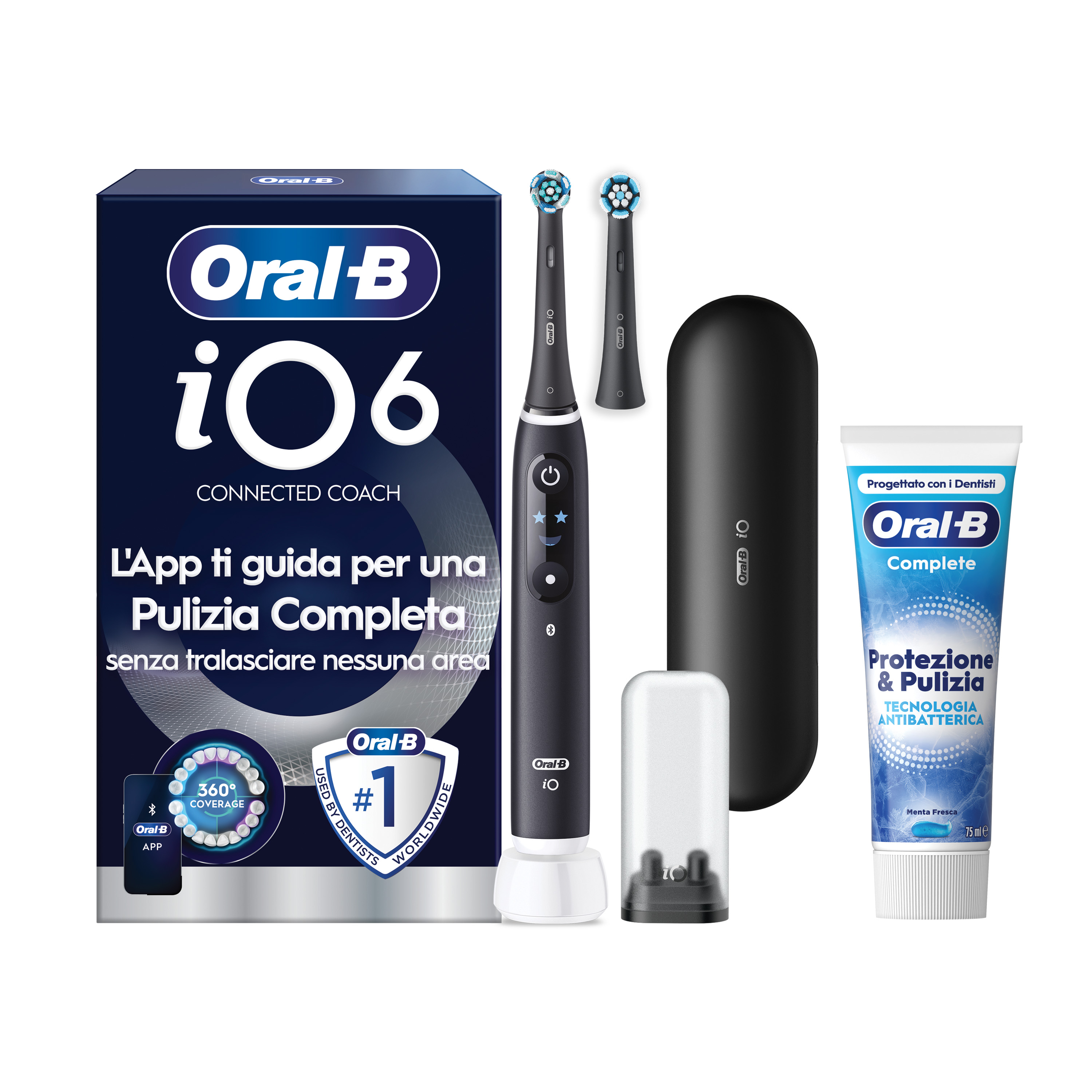 Oral-B iO 6 Spazzolino Elettrico Nero con 8 Testine Ultimate Clean Custodia da Viaggio e Dentifricio Clinical Prevenzione Carie - Immagine 37