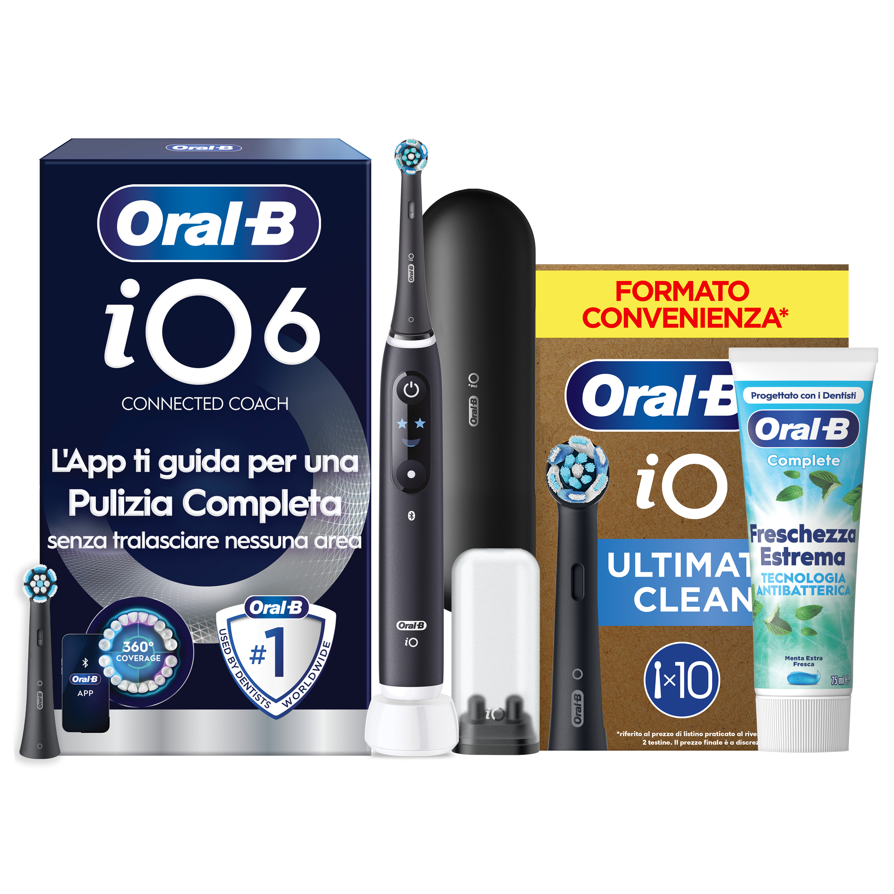 Oral-B iO 6 Spazzolino Elettrico Nero con 8 Testine Ultimate Clean Custodia da Viaggio e Dentifricio Clinical Prevenzione Carie - Immagine 28