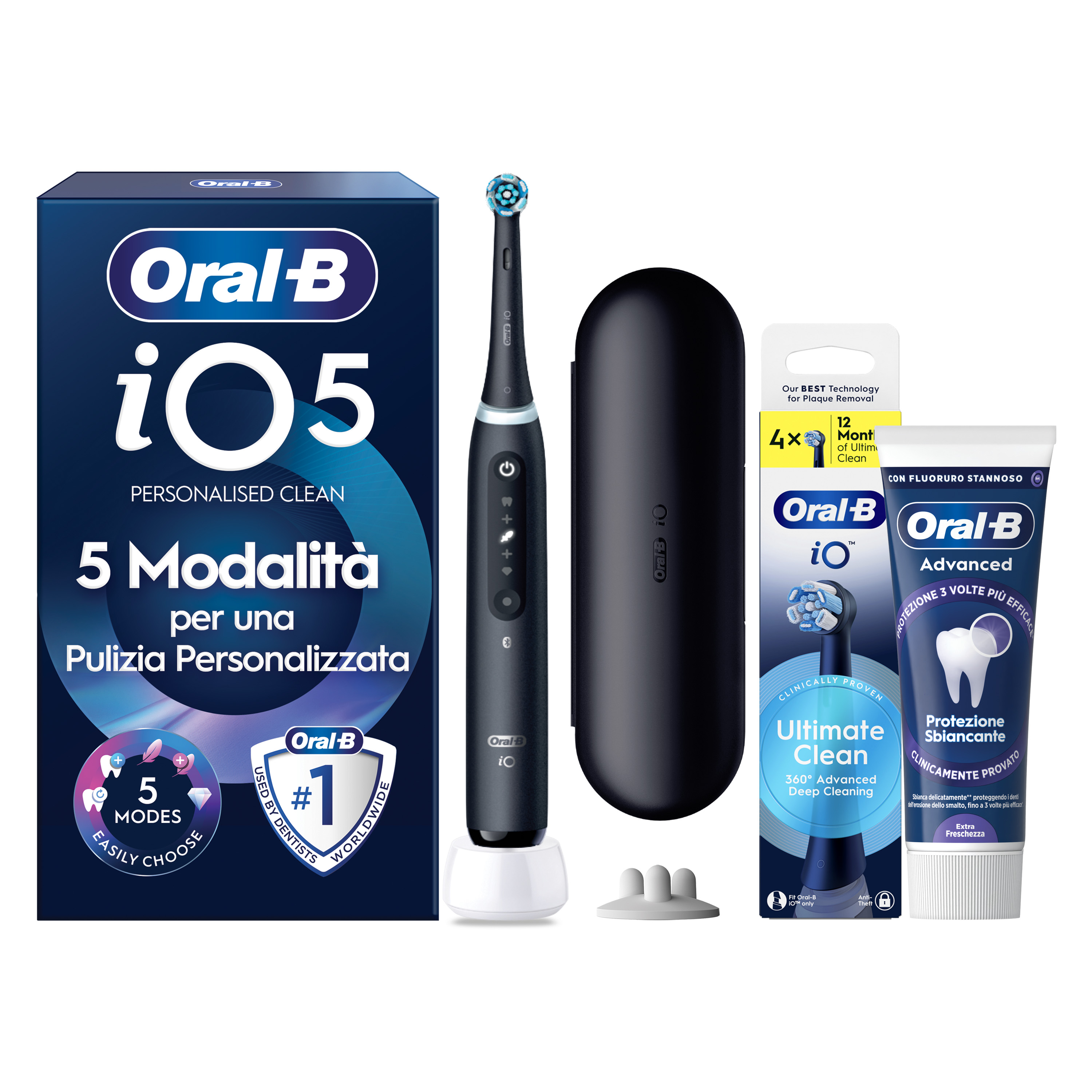 Oral-B iO 5 Spazzolino Elettrico Nero con 3 Testine Ultimate Clean e Custodia da Viaggio, 5 Modalità di Pulizia e Dentifricio Anti-Tartaro - Immagine 32