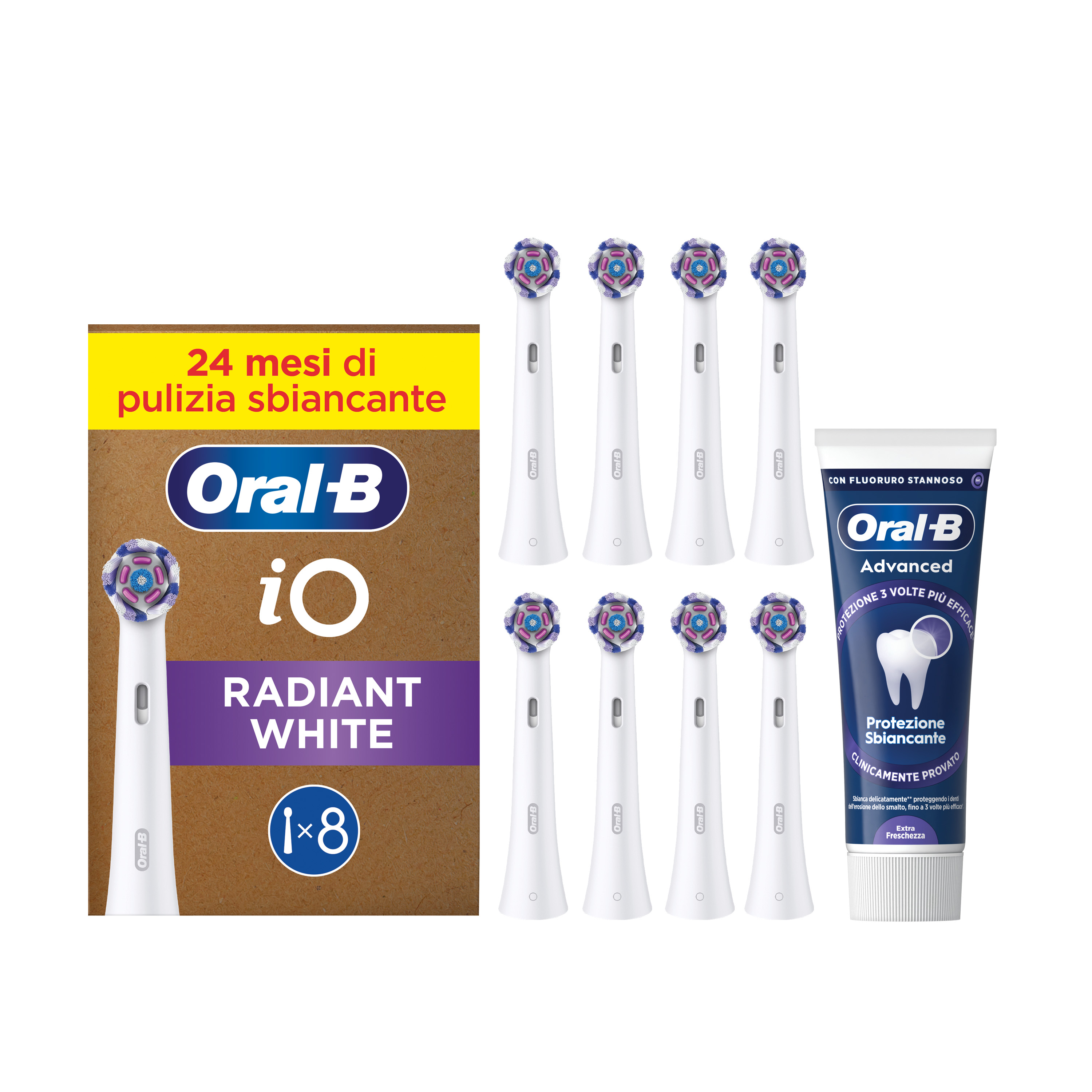 Oral-B iO Radiant White Testine di Ricambio per Spazzolino Elettrico, Confezione da 8, Setole Lucidanti per una Pulizia Profonda - Immagine 8