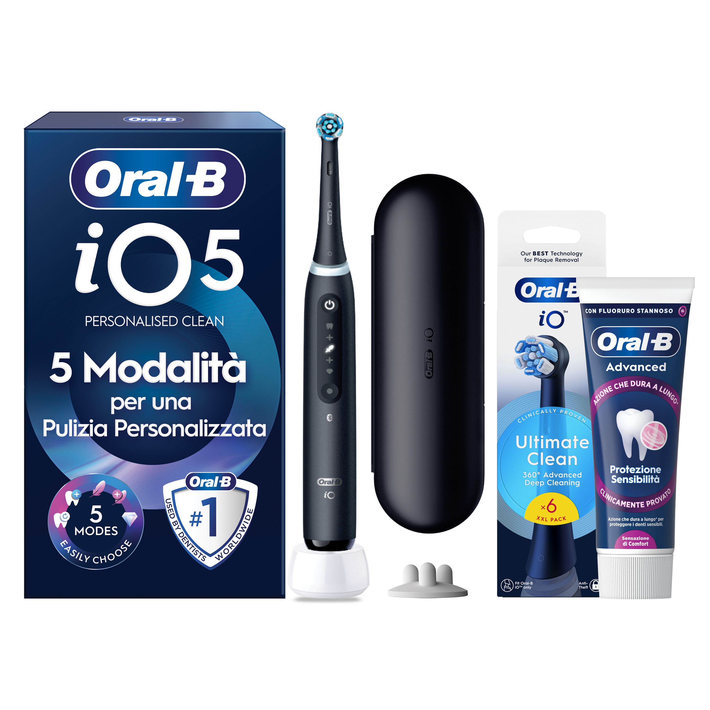Oral-B iO 5 Spazzolino Elettrico Nero con 3 Testine Ultimate Clean e Custodia da Viaggio, 5 Modalità di Pulizia e Dentifricio Anti-Tartaro - Immagine 21