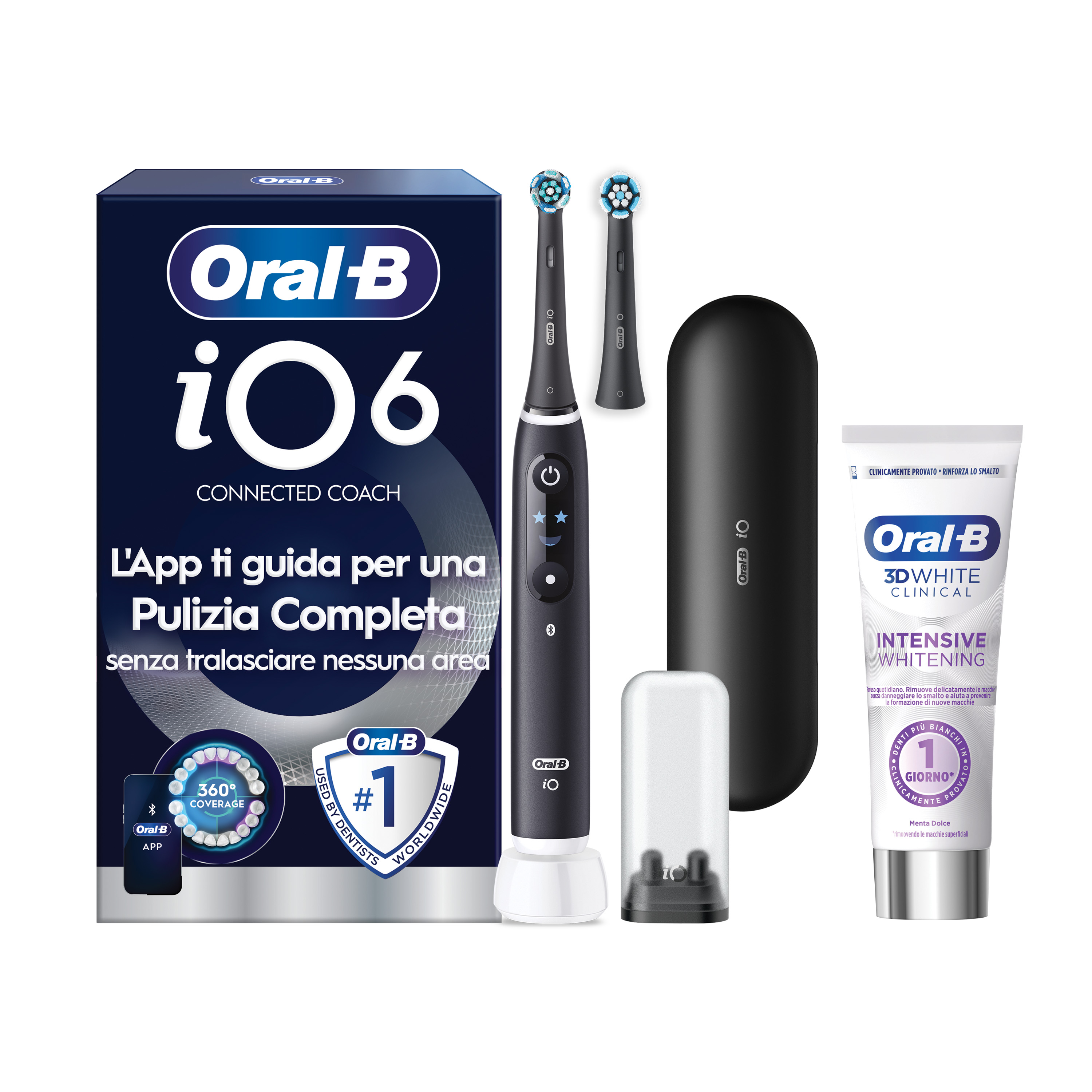 Oral-B iO 6 Spazzolino Elettrico Nero con 8 Testine Ultimate Clean Custodia da Viaggio e Dentifricio Clinical Prevenzione Carie - Immagine 35