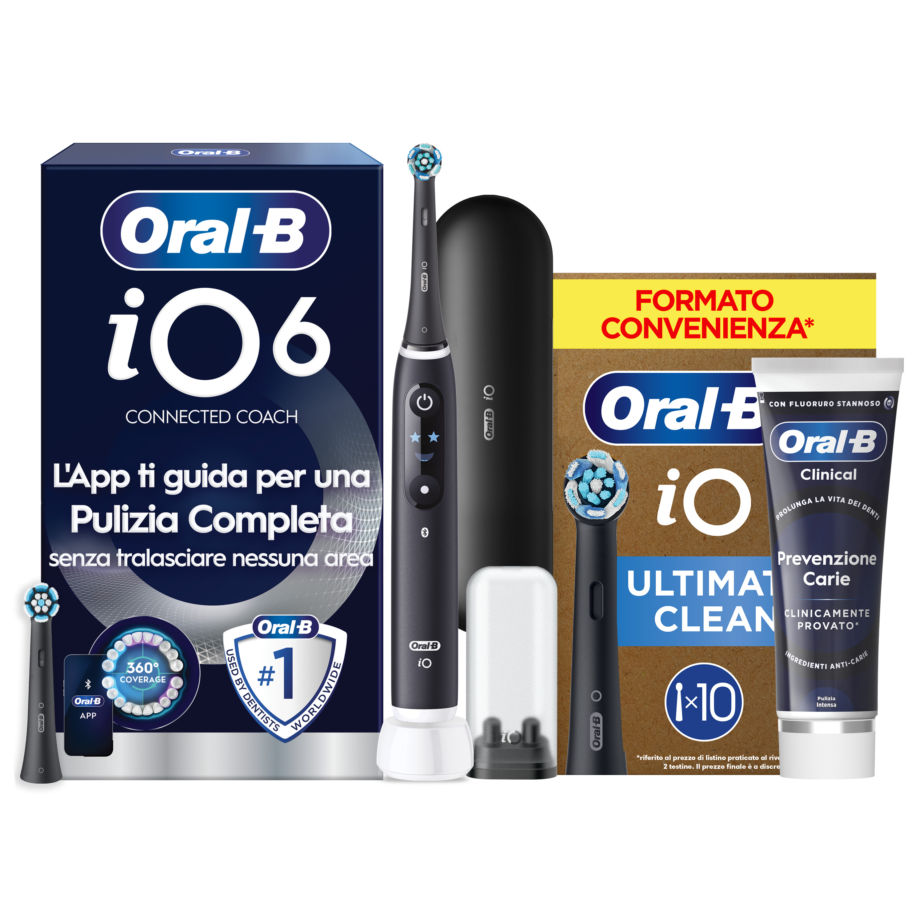 Oral-B iO 6 Spazzolino Elettrico Nero con 8 Testine Ultimate Clean Custodia da Viaggio e Dentifricio Clinical Prevenzione Carie - Immagine 29