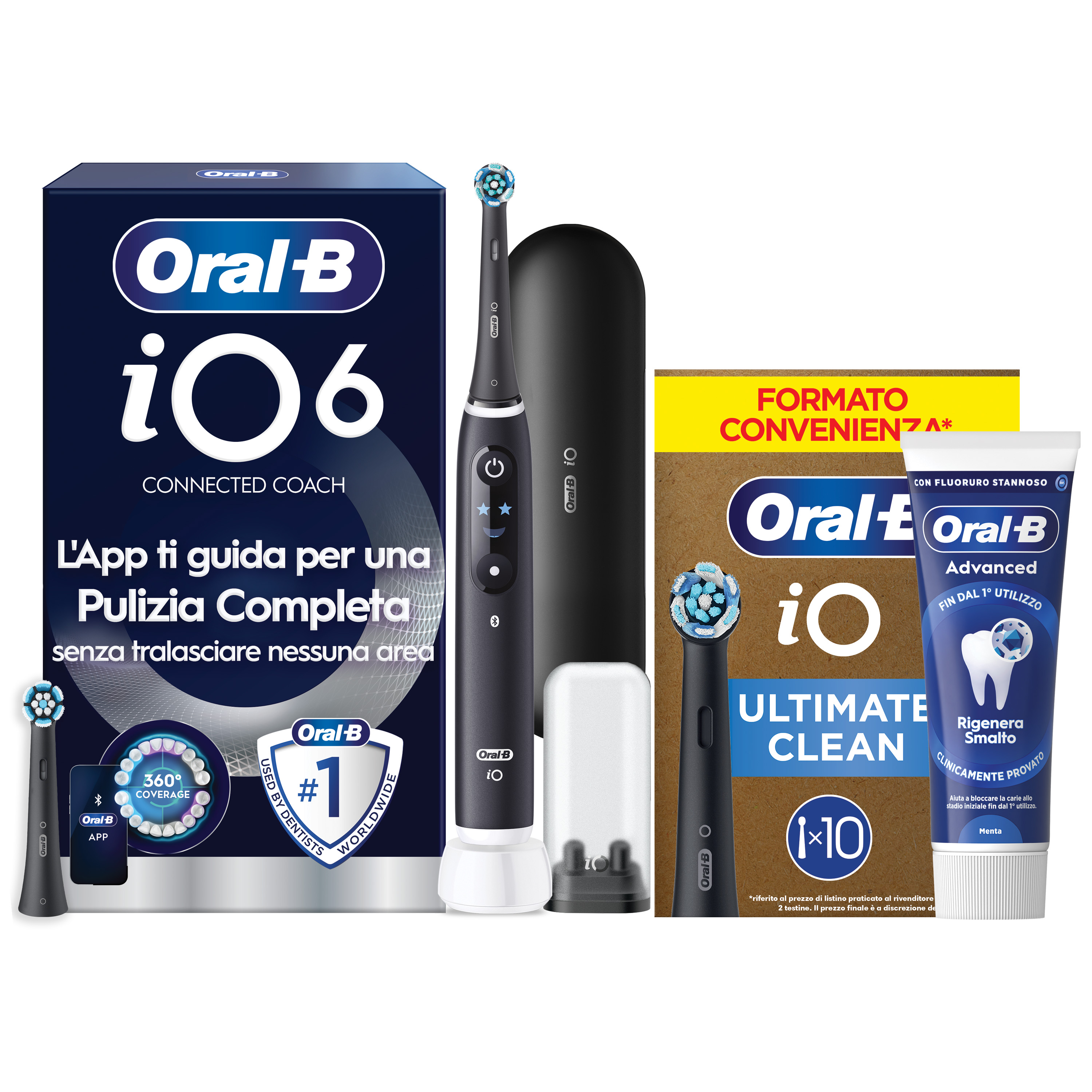 Oral-B iO 6 Spazzolino Elettrico Nero con 8 Testine Ultimate Clean Custodia da Viaggio e Dentifricio Clinical Prevenzione Carie - Immagine 30