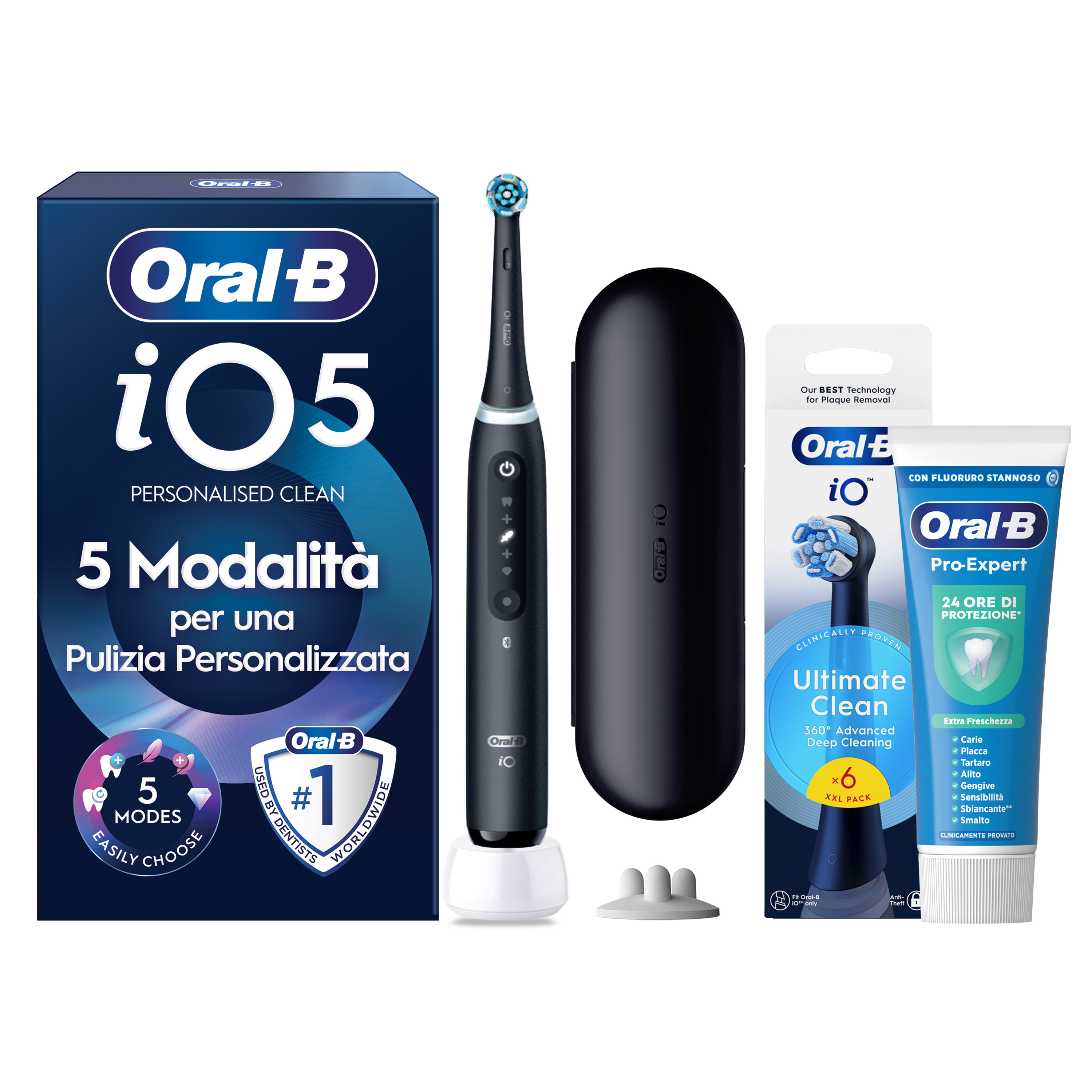 Oral-B iO 5 Spazzolino Elettrico Nero con 3 Testine Ultimate Clean e Custodia da Viaggio, 5 Modalità di Pulizia e Dentifricio Anti-Tartaro - Immagine 31