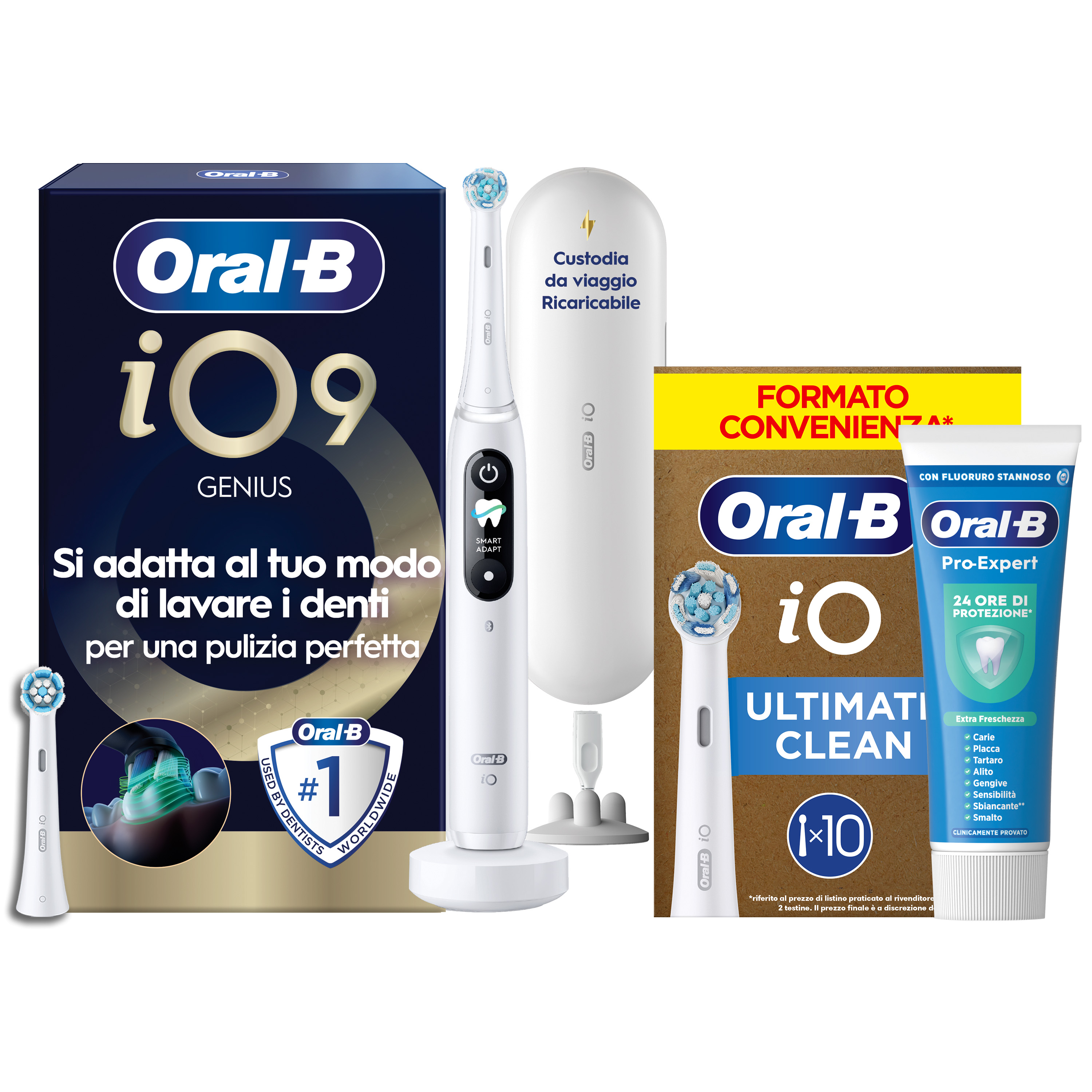 Oral-B Bianco/Bianche Io 9 2 Testine, 1 Custodia Da Viaggio Ricaricabile + 4 Testine Di Ricambio Io Ultimate Clean + Dentifricio Complete Protezione E Pulizia - Immagine 18