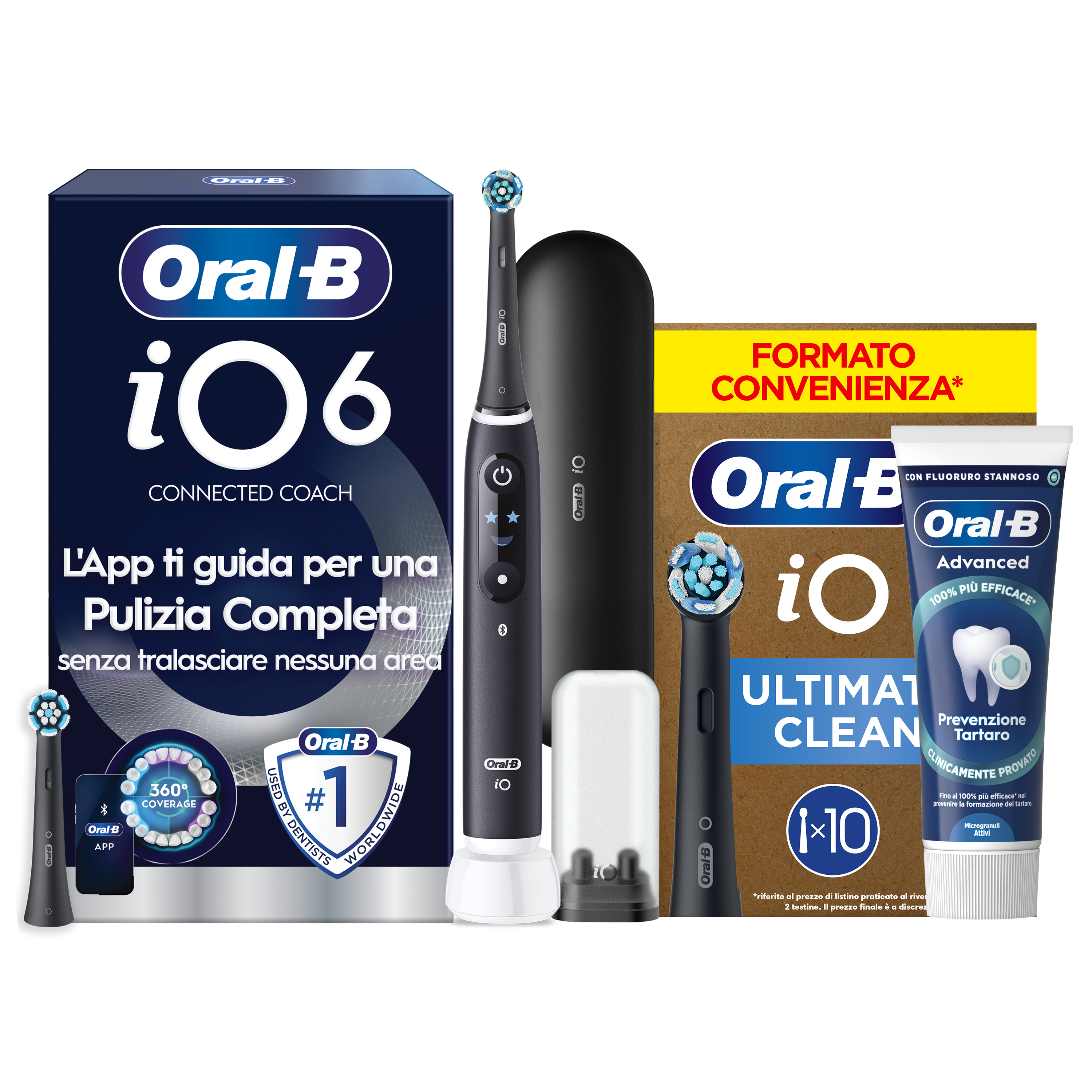 Oral-B iO 6 Spazzolino Elettrico Nero con 8 Testine Ultimate Clean Custodia da Viaggio e Dentifricio Clinical Prevenzione Carie - Immagine 51