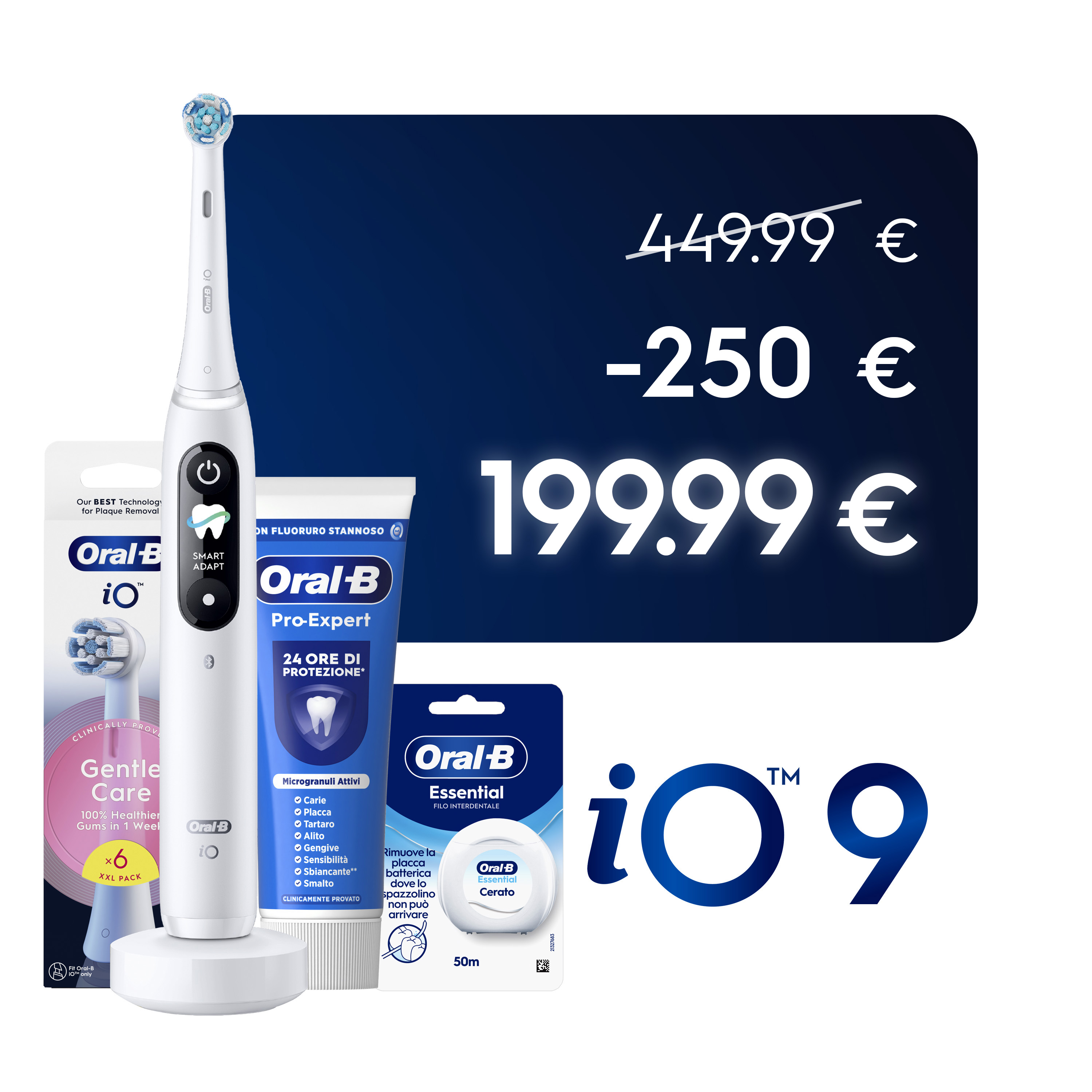 Oral-B Bianco/Bianche Io 9 2 Testine, 1 Custodia Da Viaggio Ricaricabile + 4 Testine Di Ricambio Io Ultimate Clean + Dentifricio Complete Protezione E Pulizia - Immagine 28