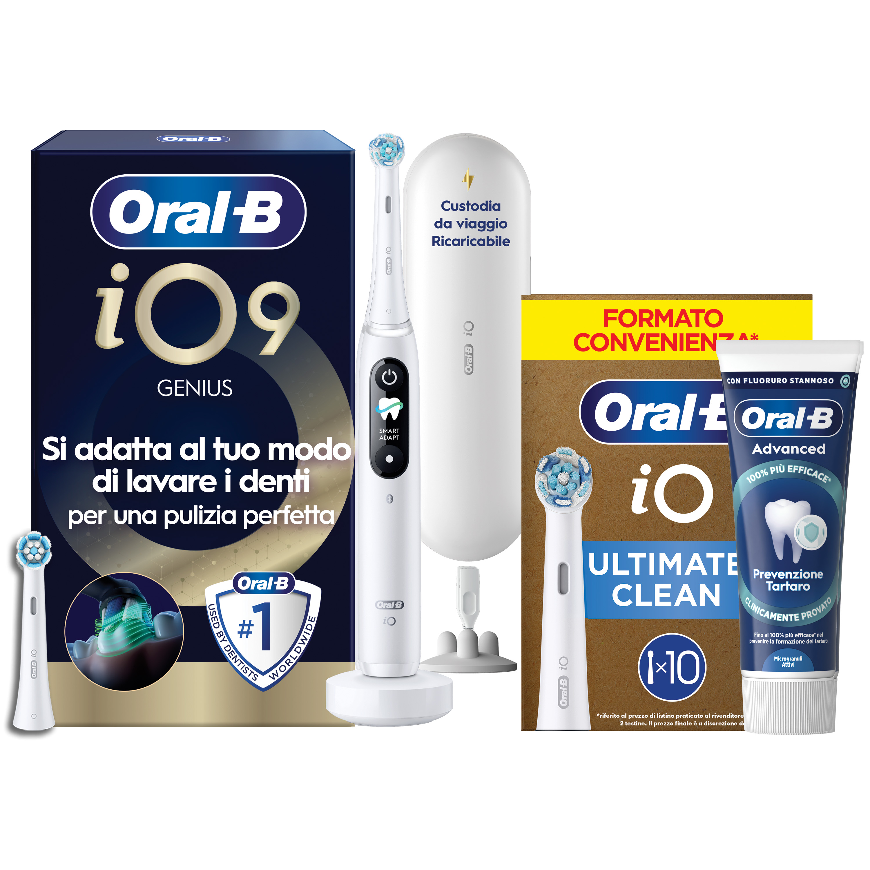 Oral-B Bianco/Bianche Io 9 2 Testine, 1 Custodia Da Viaggio Ricaricabile + 4 Testine Di Ricambio Io Ultimate Clean + Dentifricio Complete Protezione E Pulizia - Immagine 34