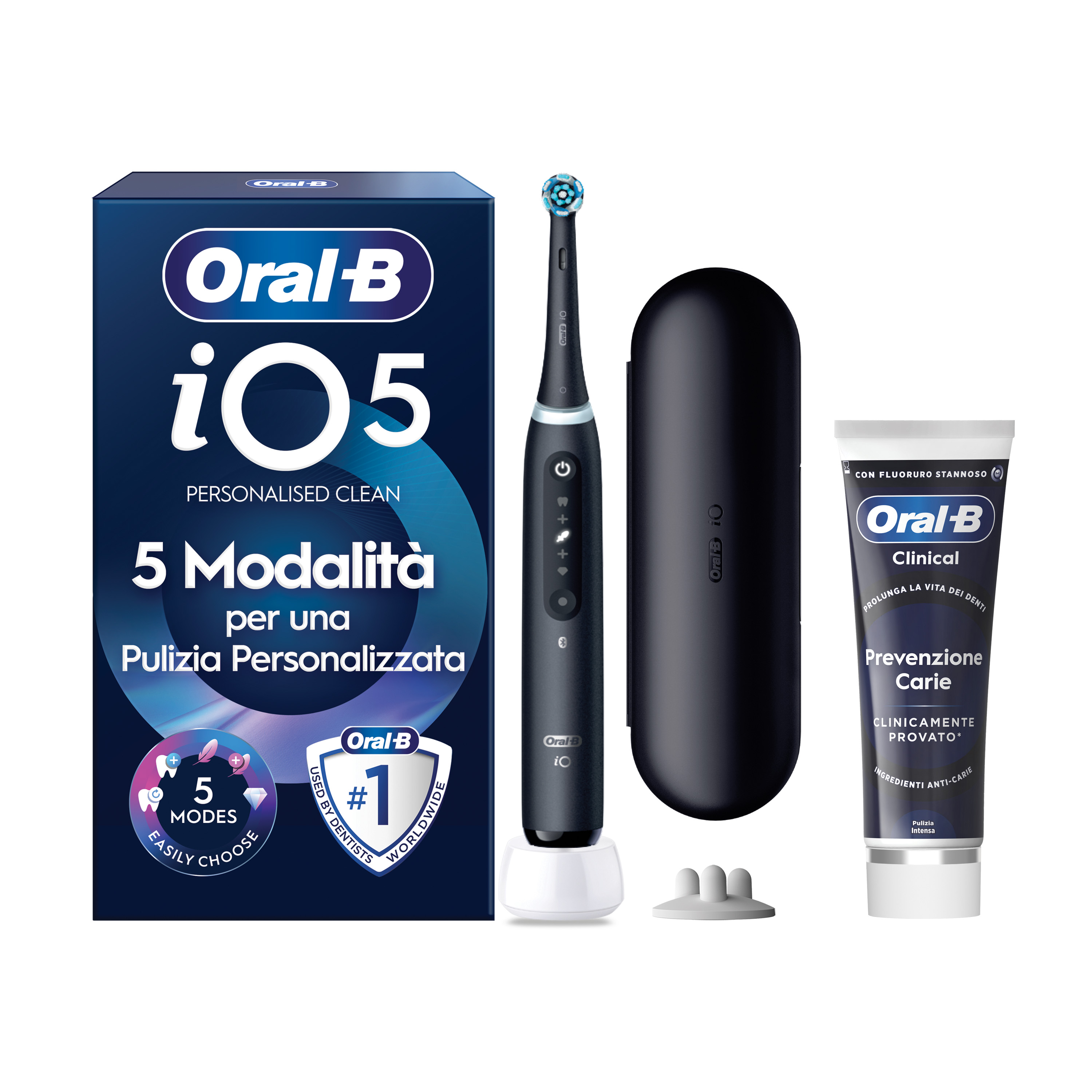 Oral-B iO 5 Spazzolino Elettrico Nero con 3 Testine Ultimate Clean e Custodia da Viaggio, 5 Modalità di Pulizia e Dentifricio Anti-Tartaro - Immagine 26