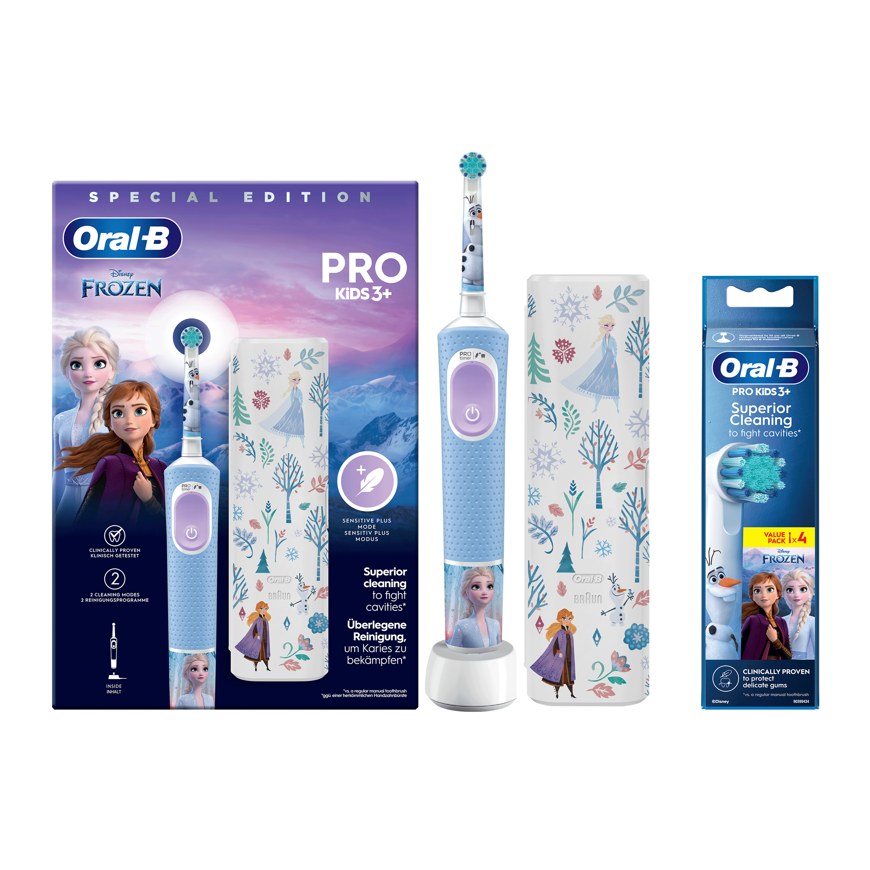 Oral-B - Spazzolino Elettrico Bambini - Vitality Pro Frozen - Nero, Grigio