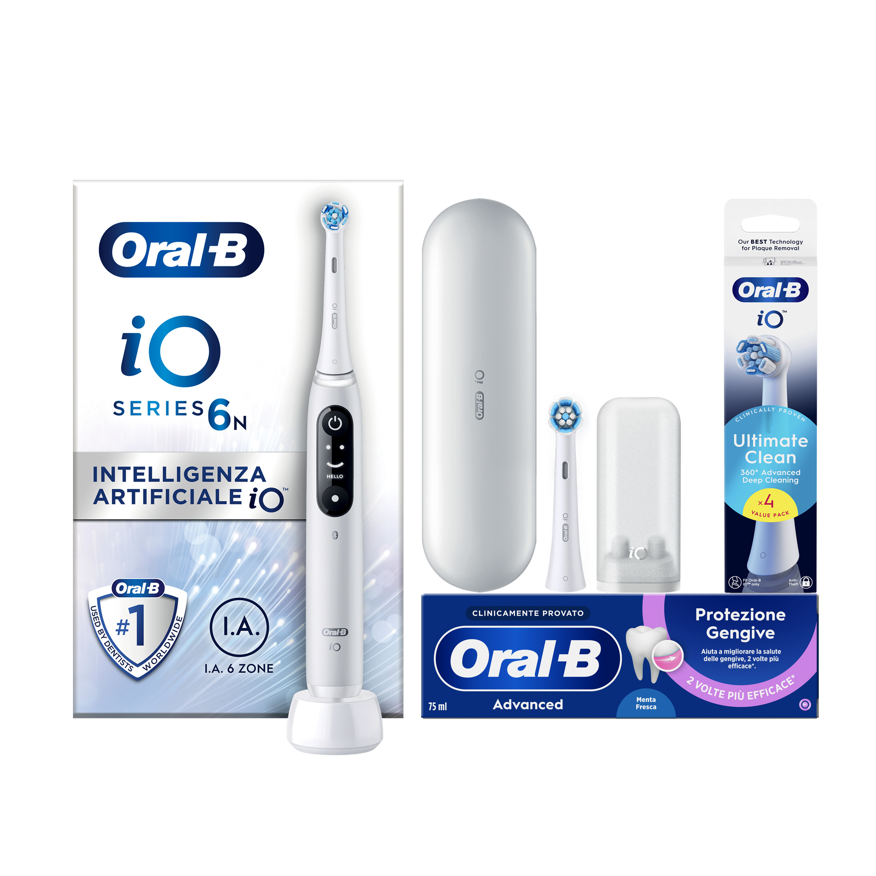 Oral-B Spazzolino Elettrico iO 6 Bianco - Tecnologia Magnetica - Display Interattivo