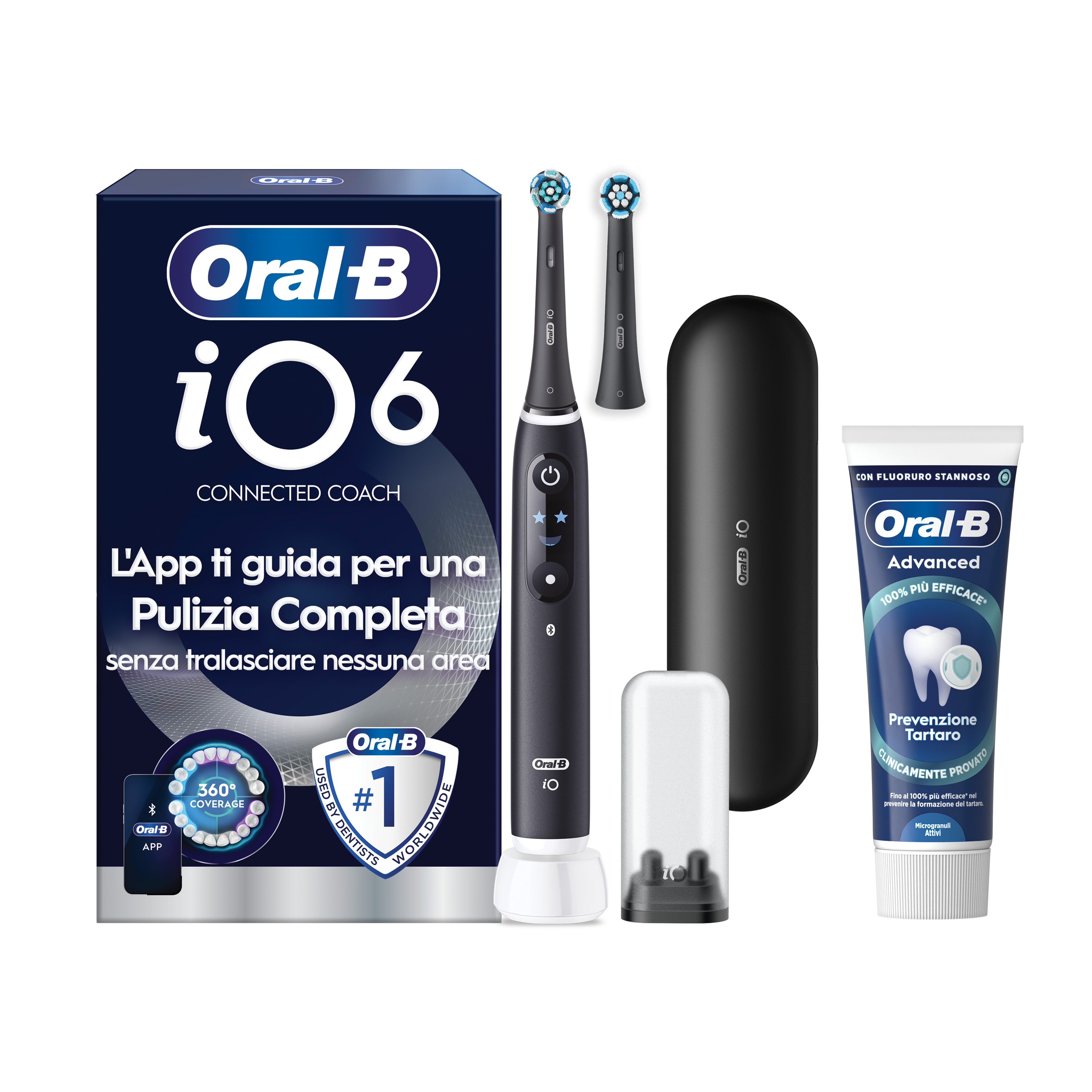 Oral-B iO 6 Spazzolino Elettrico Nero con 8 Testine Ultimate Clean Custodia da Viaggio e Dentifricio Clinical Prevenzione Carie - Immagine 39