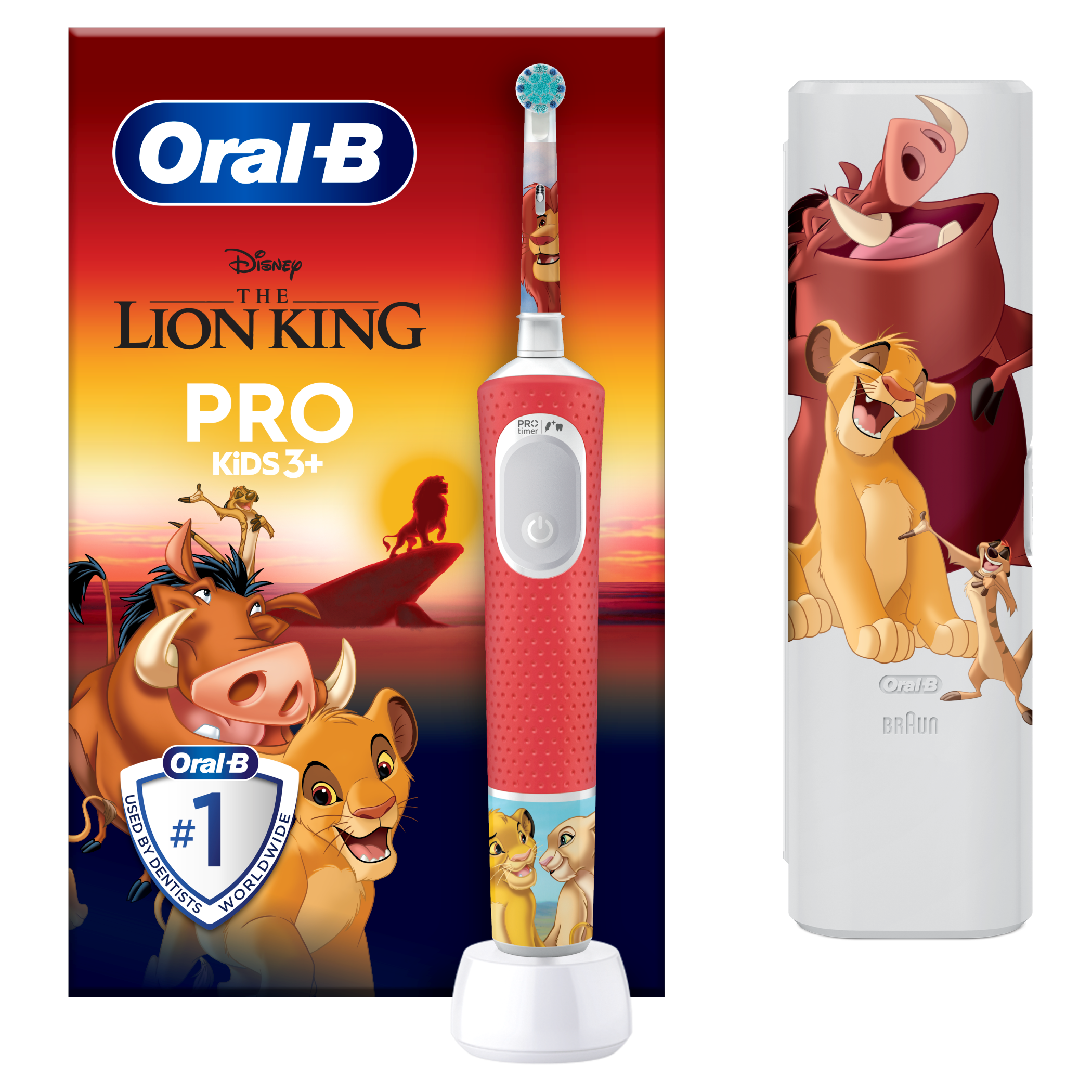 Oral-B Spazzolino Elettrico Pro Kids Re Leone, 1 Testina, 1 Custodia Da Viaggio