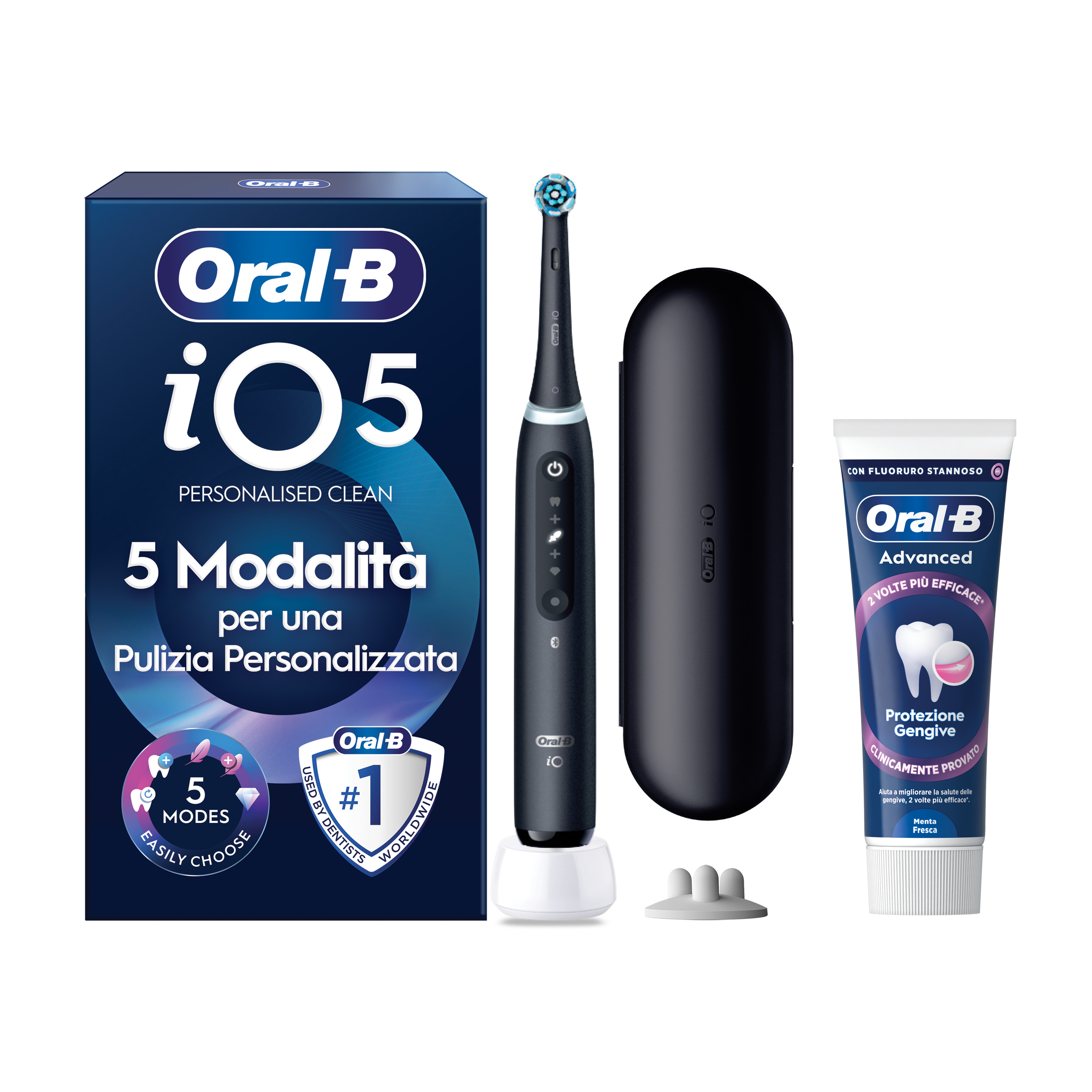 Oral-B iO 5 Spazzolino Elettrico Nero con 3 Testine Ultimate Clean e Custodia da Viaggio, 5 Modalità di Pulizia e Dentifricio Anti-Tartaro - Immagine 25