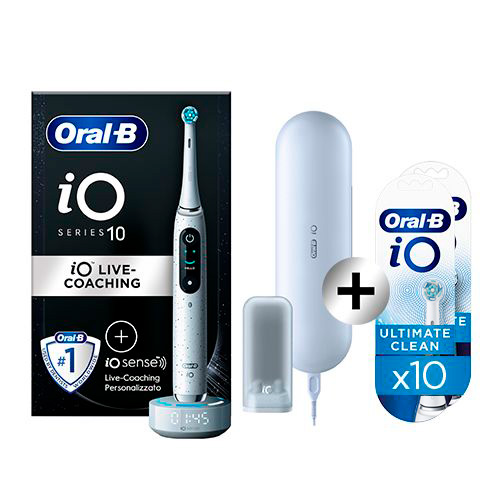 Oral-B Spazzolino Elettrico iO 10 Bianco + Oral-B iO Testine Ultimate Clean Bianche 10pz