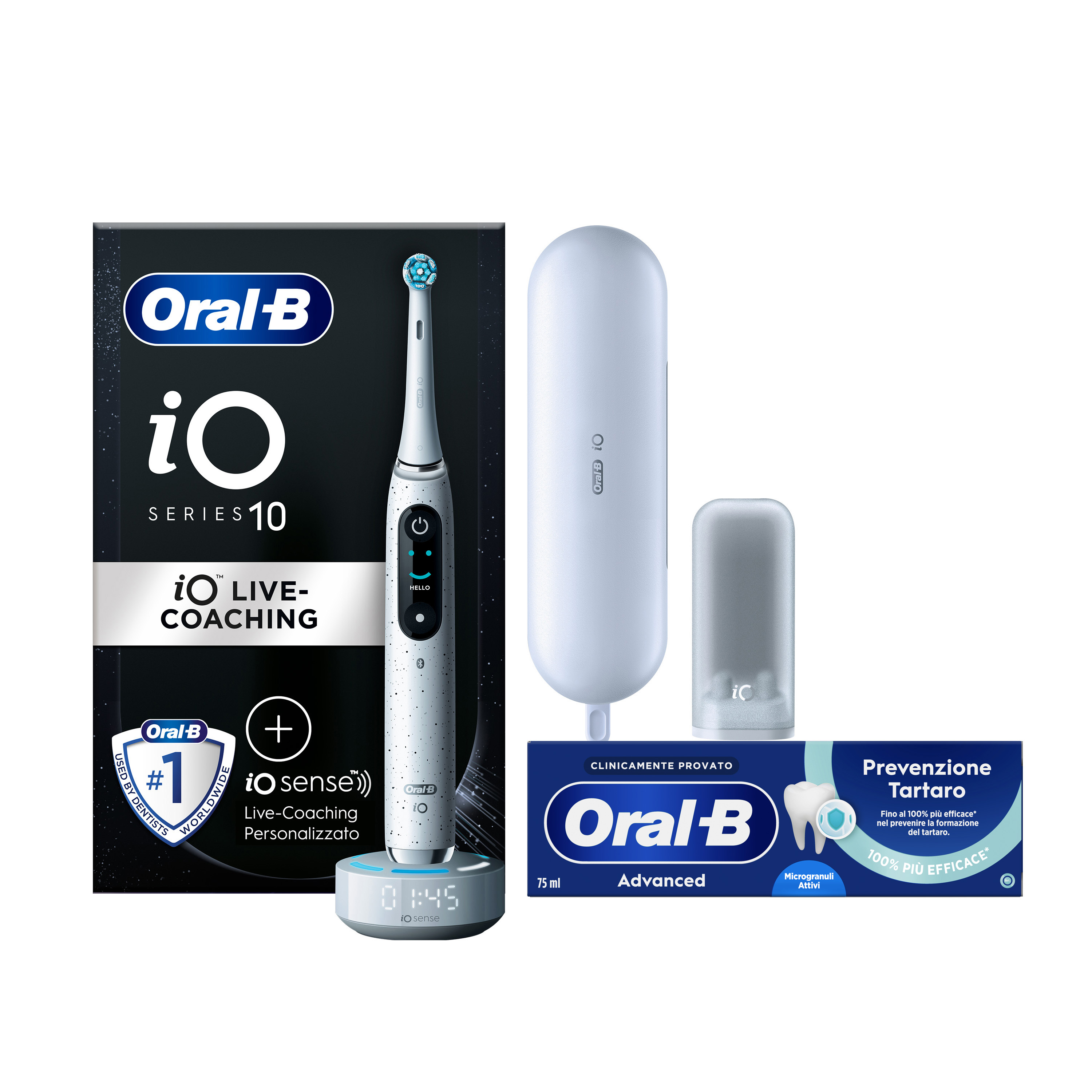 Oral-B Spazzolino Elettrico iO 10 Bianco - Tecnologia Magnetica iO - Display Interattivo
