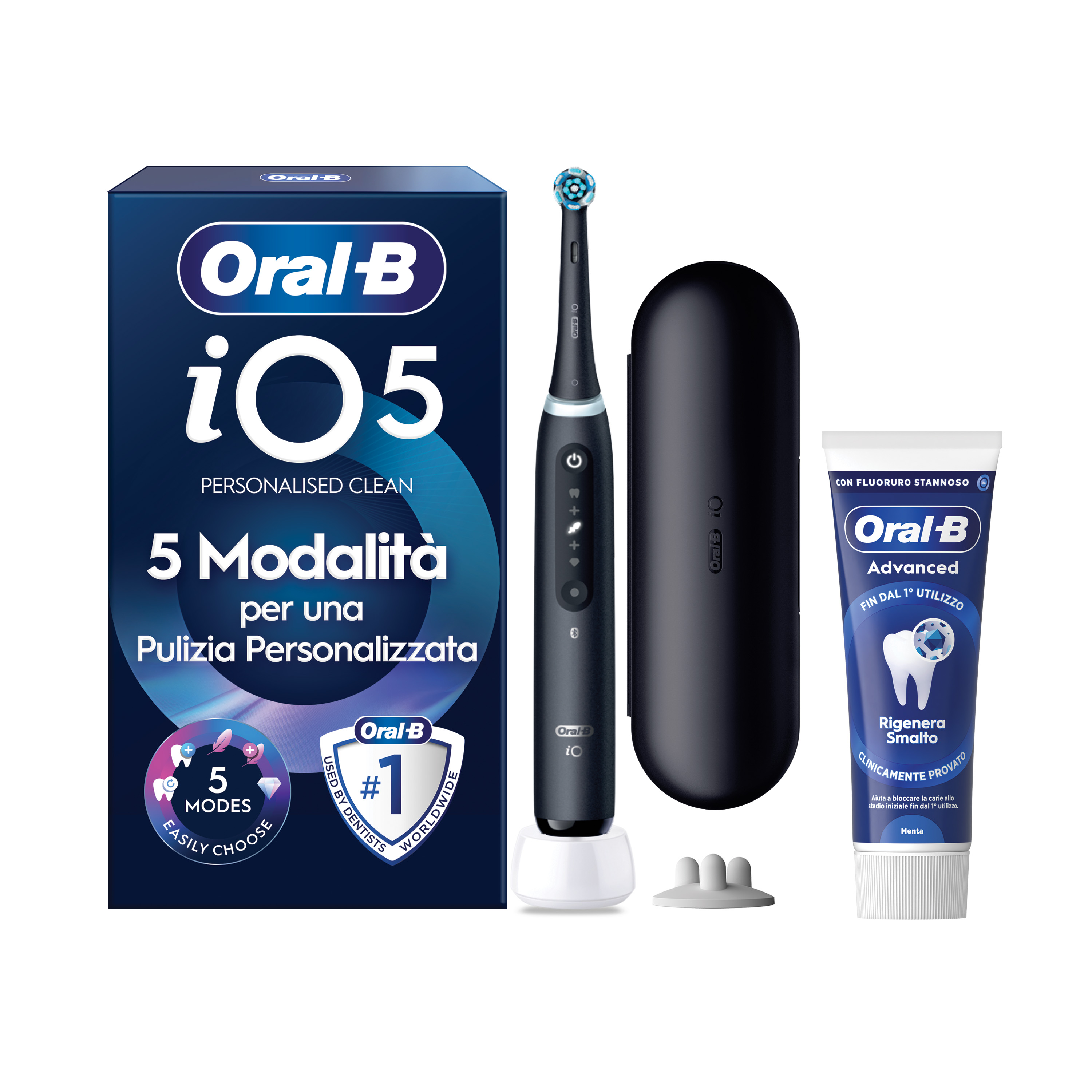Oral-B iO 5 Spazzolino Elettrico Nero con 3 Testine Ultimate Clean e Custodia da Viaggio, 5 Modalità di Pulizia e Dentifricio Anti-Tartaro - Immagine 15