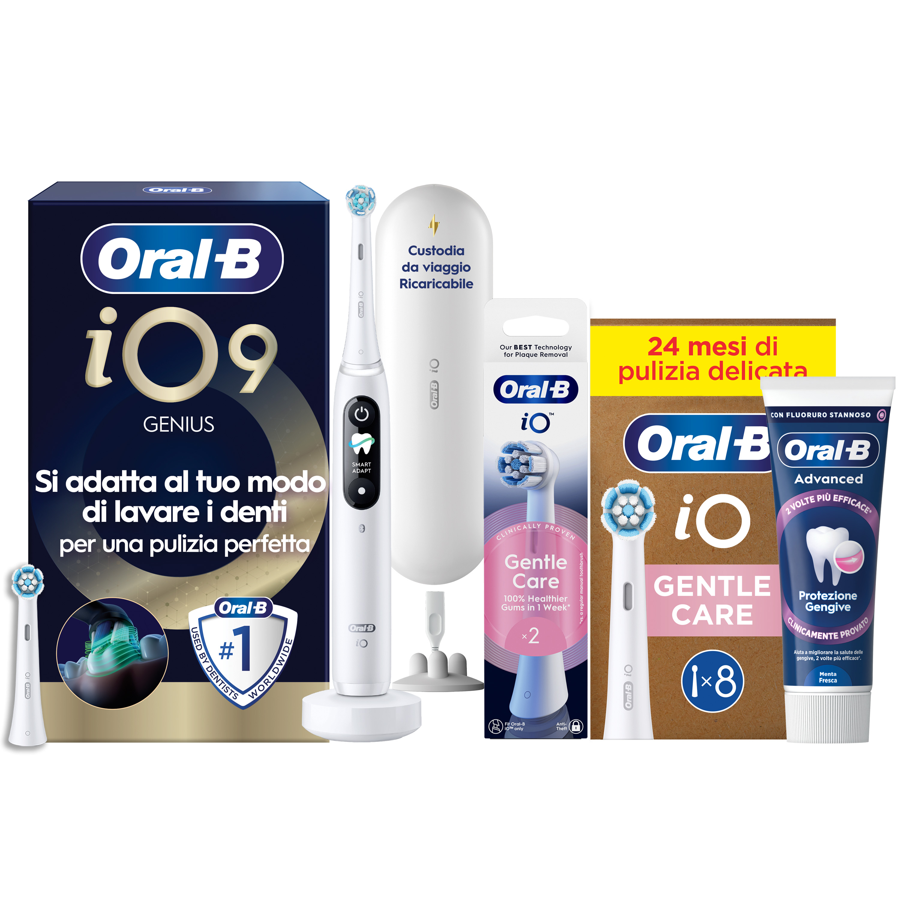 Oral-B Bianco/Bianche Io 9 2 Testine, 1 Custodia Da Viaggio Ricaricabile + 4 Testine Di Ricambio Io Ultimate Clean + Dentifricio Complete Protezione E Pulizia - Immagine 37