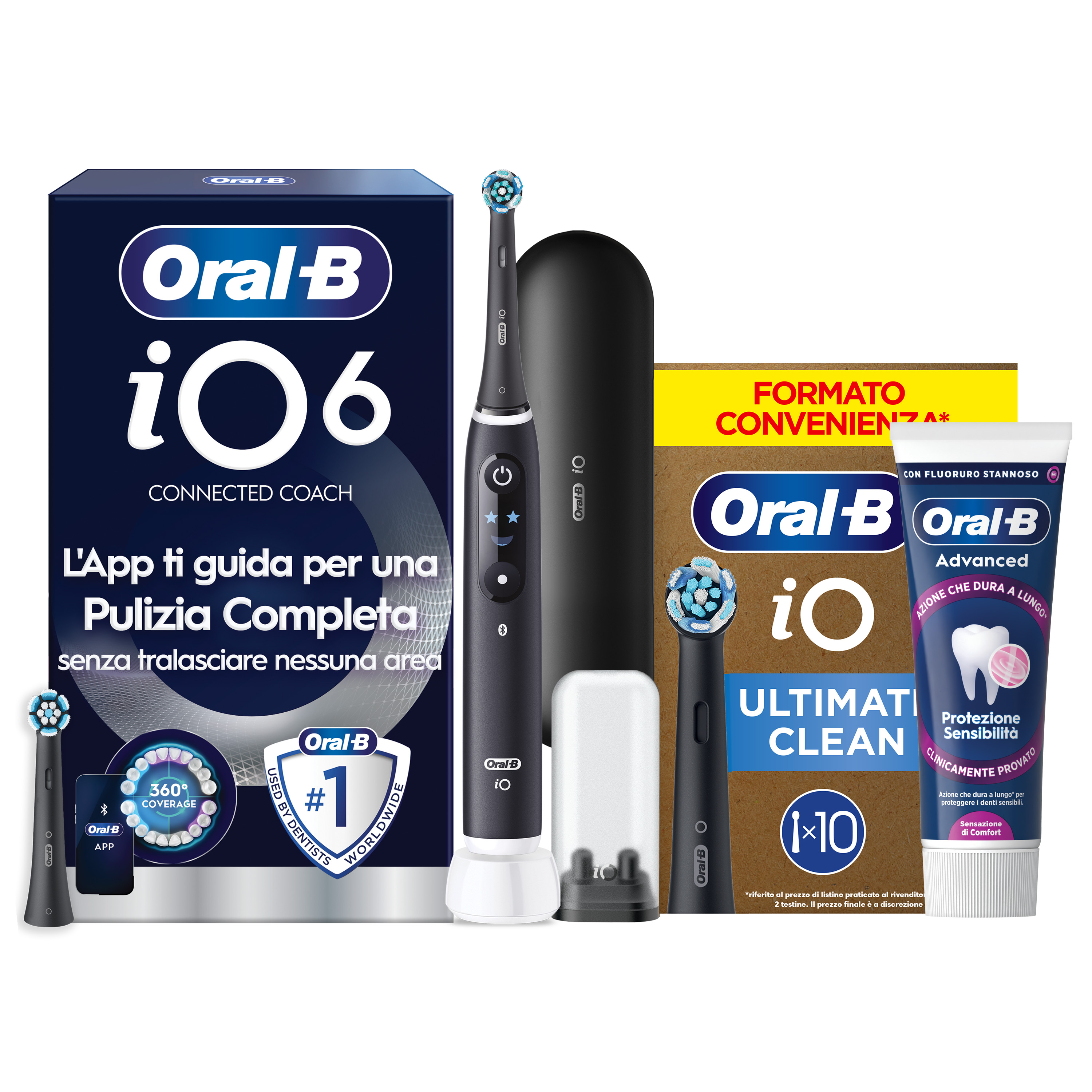 Oral-B iO 6 Spazzolino Elettrico Nero con 8 Testine Ultimate Clean Custodia da Viaggio e Dentifricio Clinical Prevenzione Carie - Immagine 50