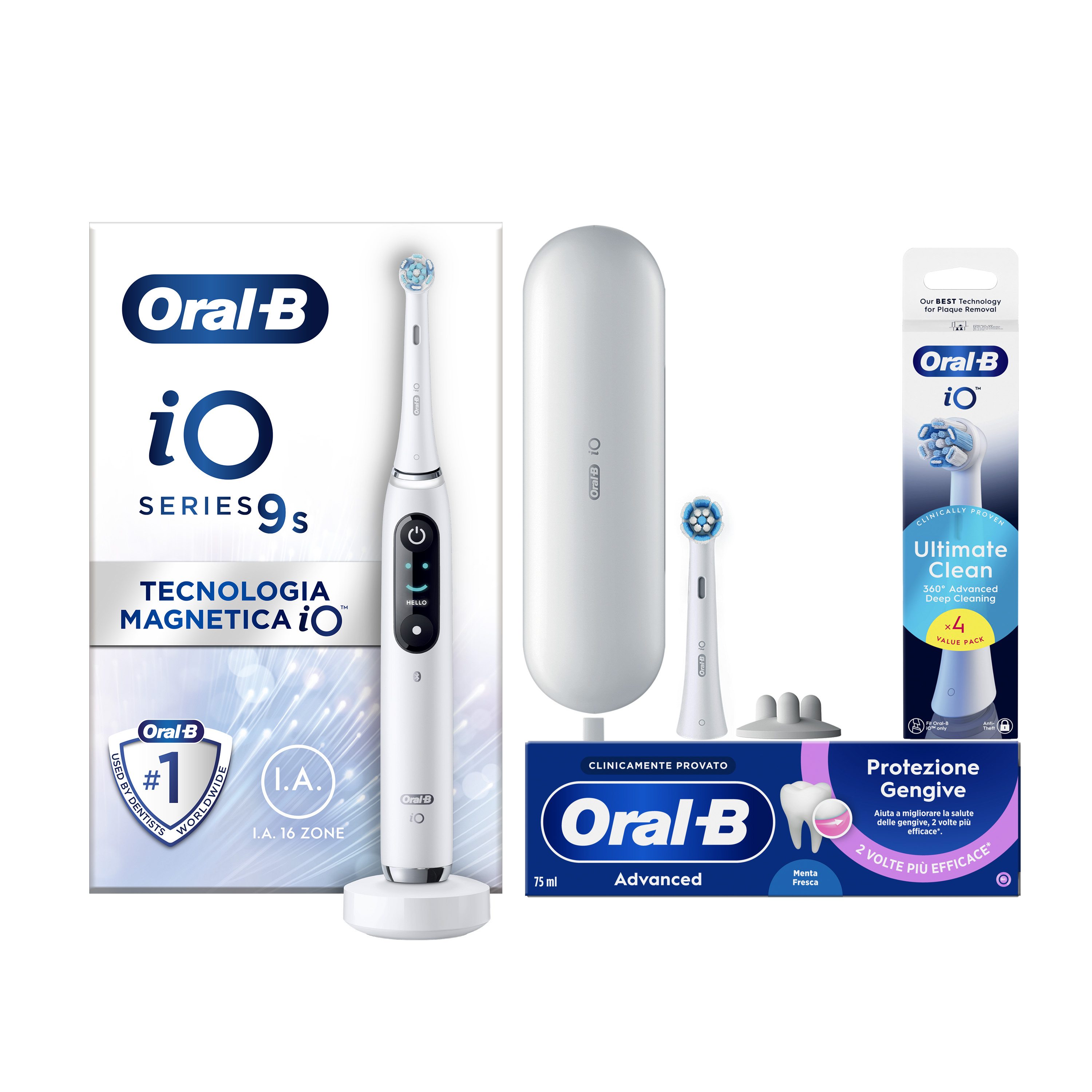 Oral-B Spazzolino Elettrico iO 9 Bianco - Tecnologia Avanzata - Pulizia Delicata