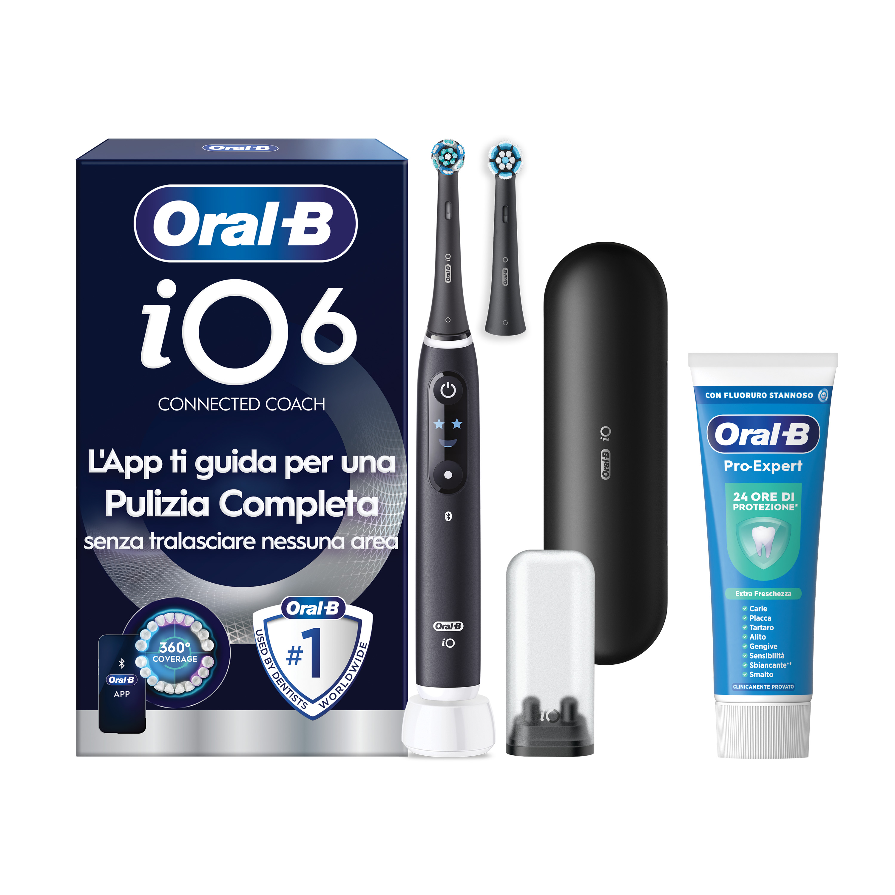 Oral-B iO 6 Spazzolino Elettrico Nero con 8 Testine Ultimate Clean Custodia da Viaggio e Dentifricio Clinical Prevenzione Carie - Immagine 36